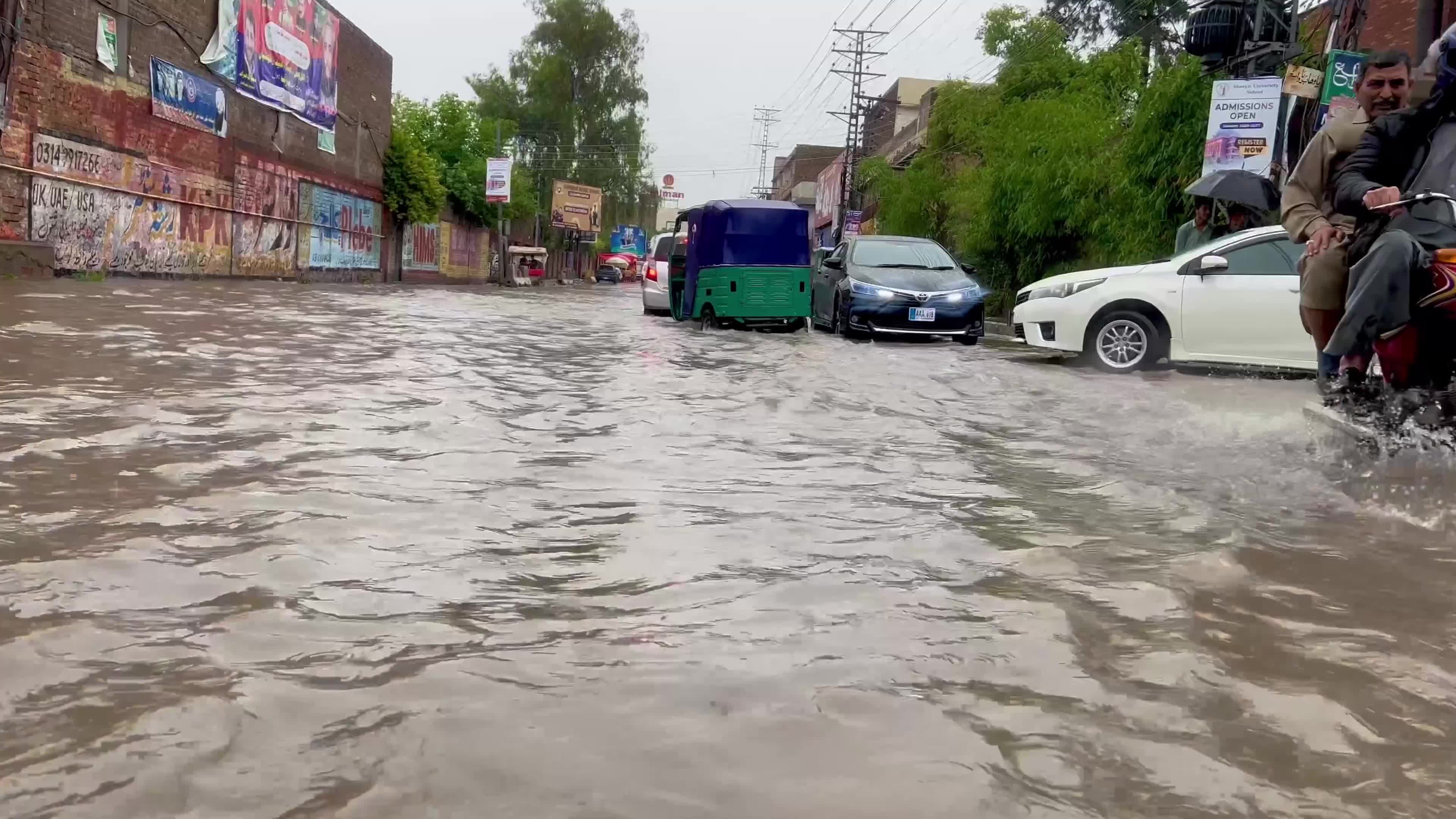 Flooded Streets in Peshawar After Heavy Rains Leave Dozens Dead