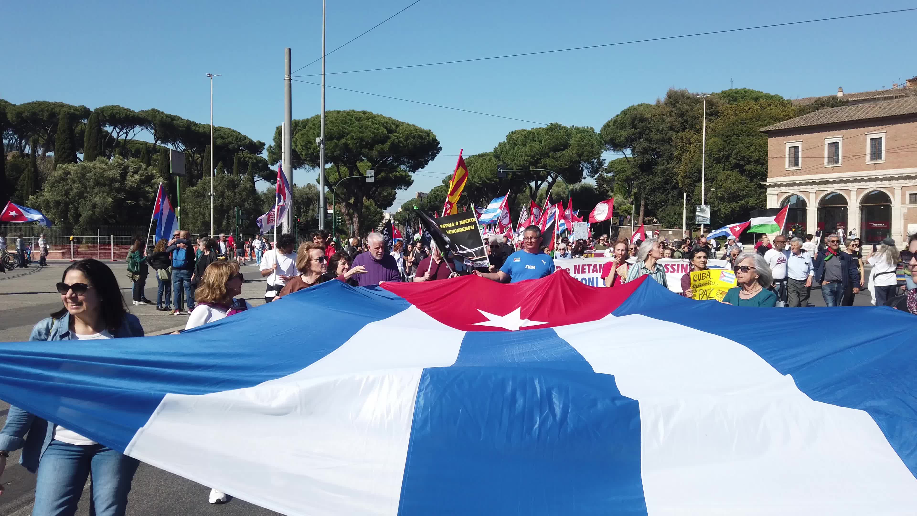 People in Italy protest against the US blockade in Cuba