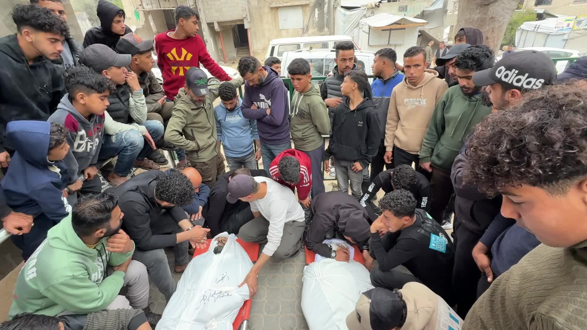 Mourners gather at Al Shifa Hospital after deadly overnight strike in Gaza City