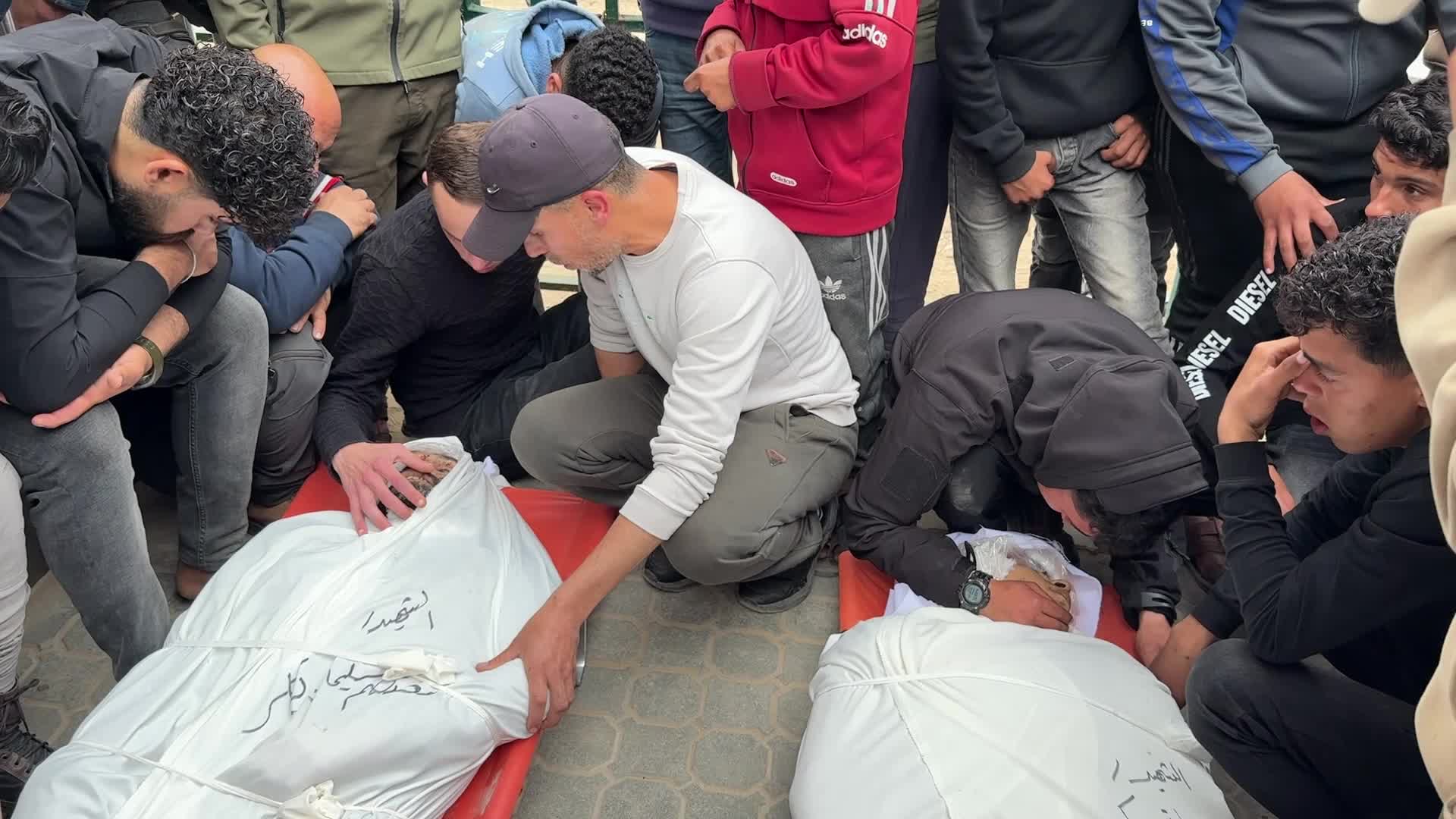 Mourners gather at Al Shifa Hospital after deadly overnight strike in Gaza City