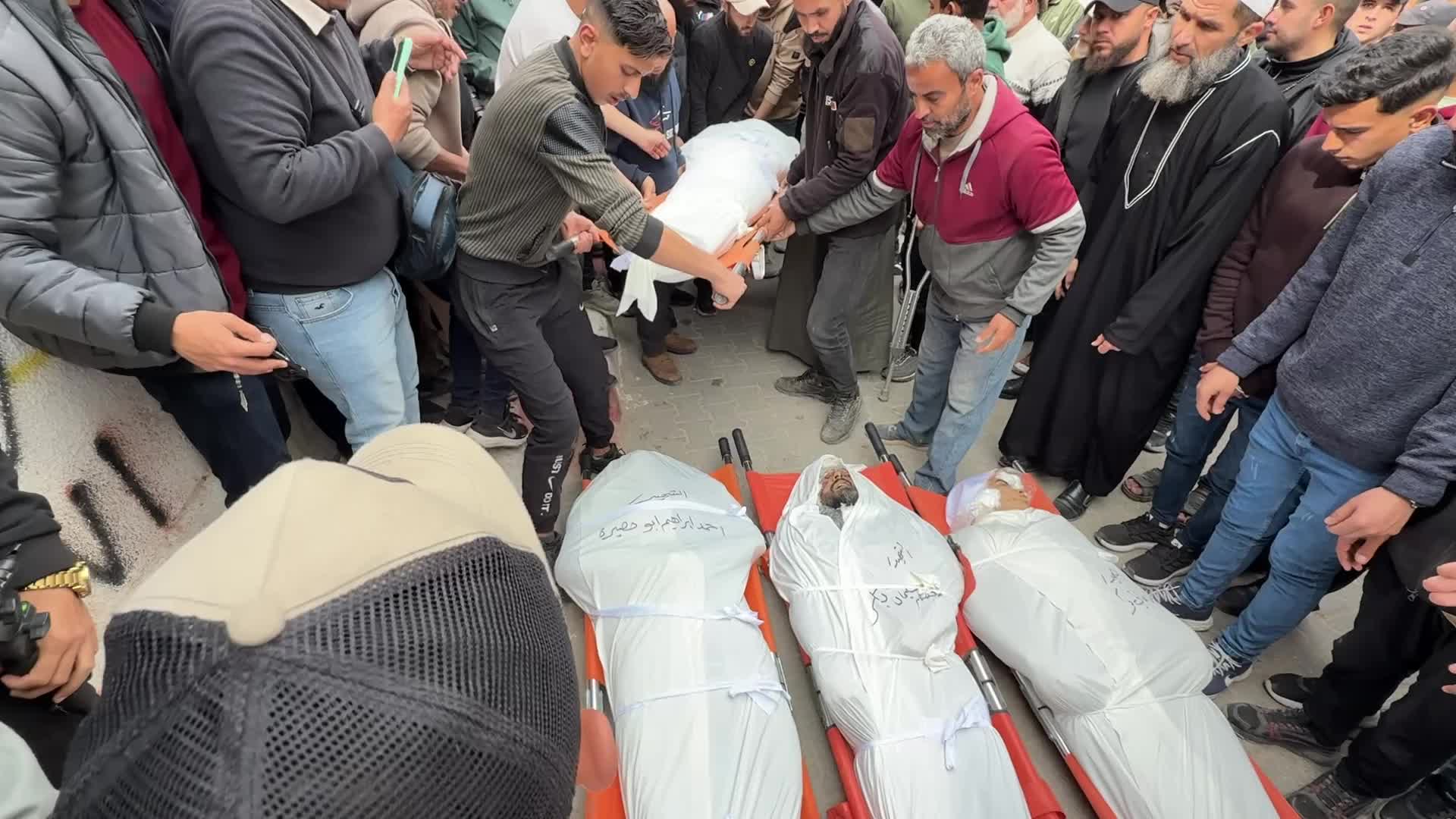 Mourners gather at Al Shifa Hospital after deadly overnight strike in Gaza City
