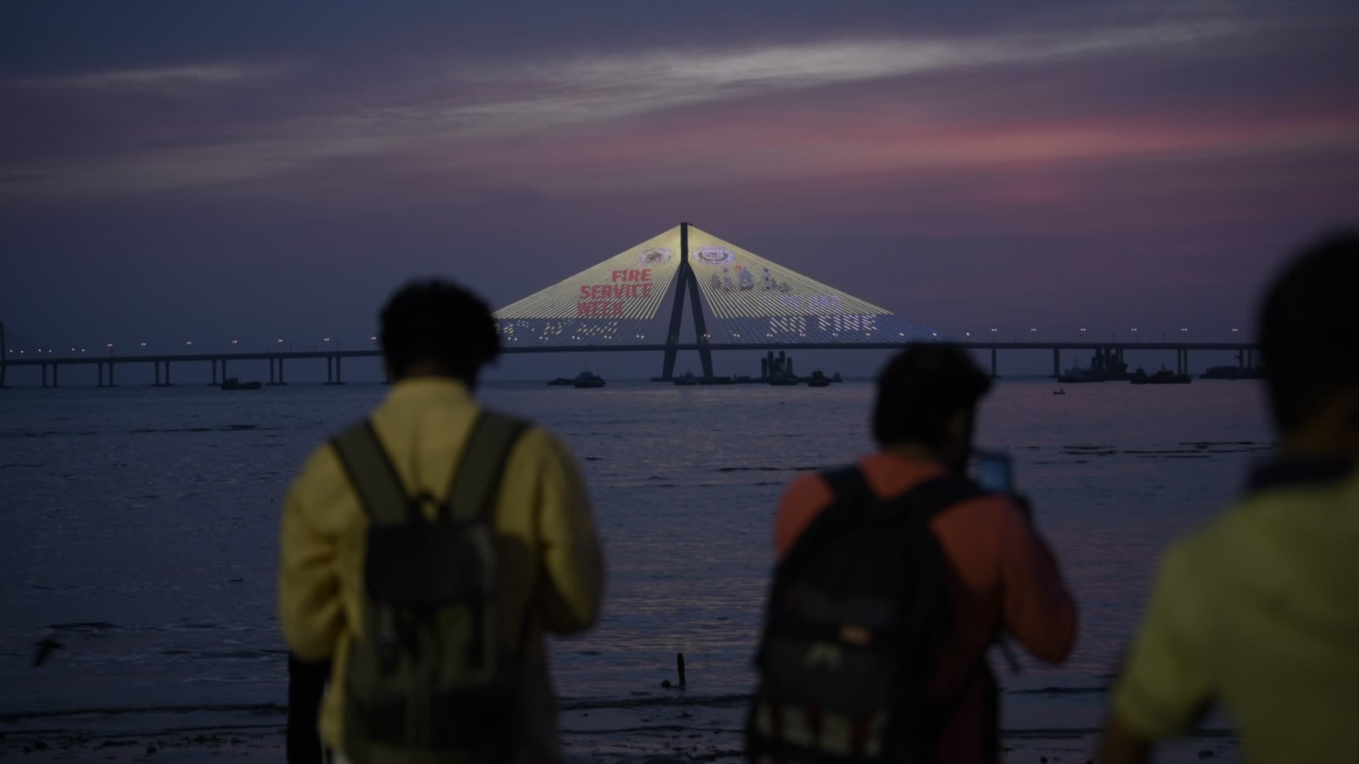 Bandra Worli Sea Link Illuminated At Dusk