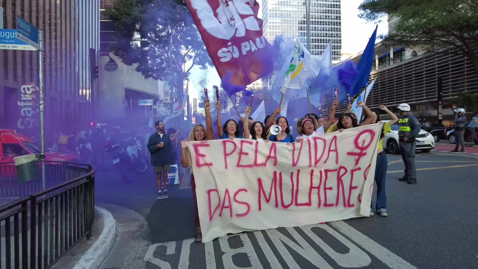 Women demonstrate in Sao Paulo for bill criminalizing misogyny