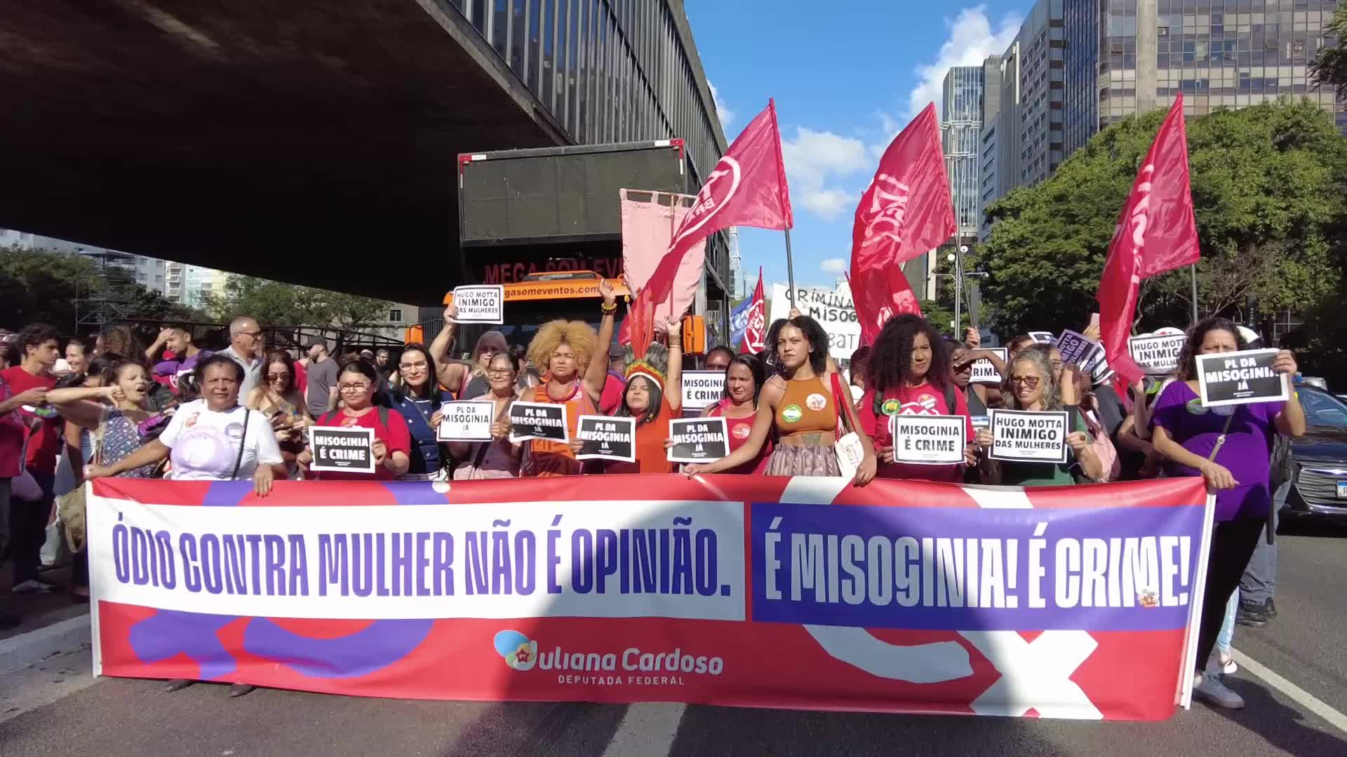 Women demonstrate in Sao Paulo for bill criminalizing misogyny