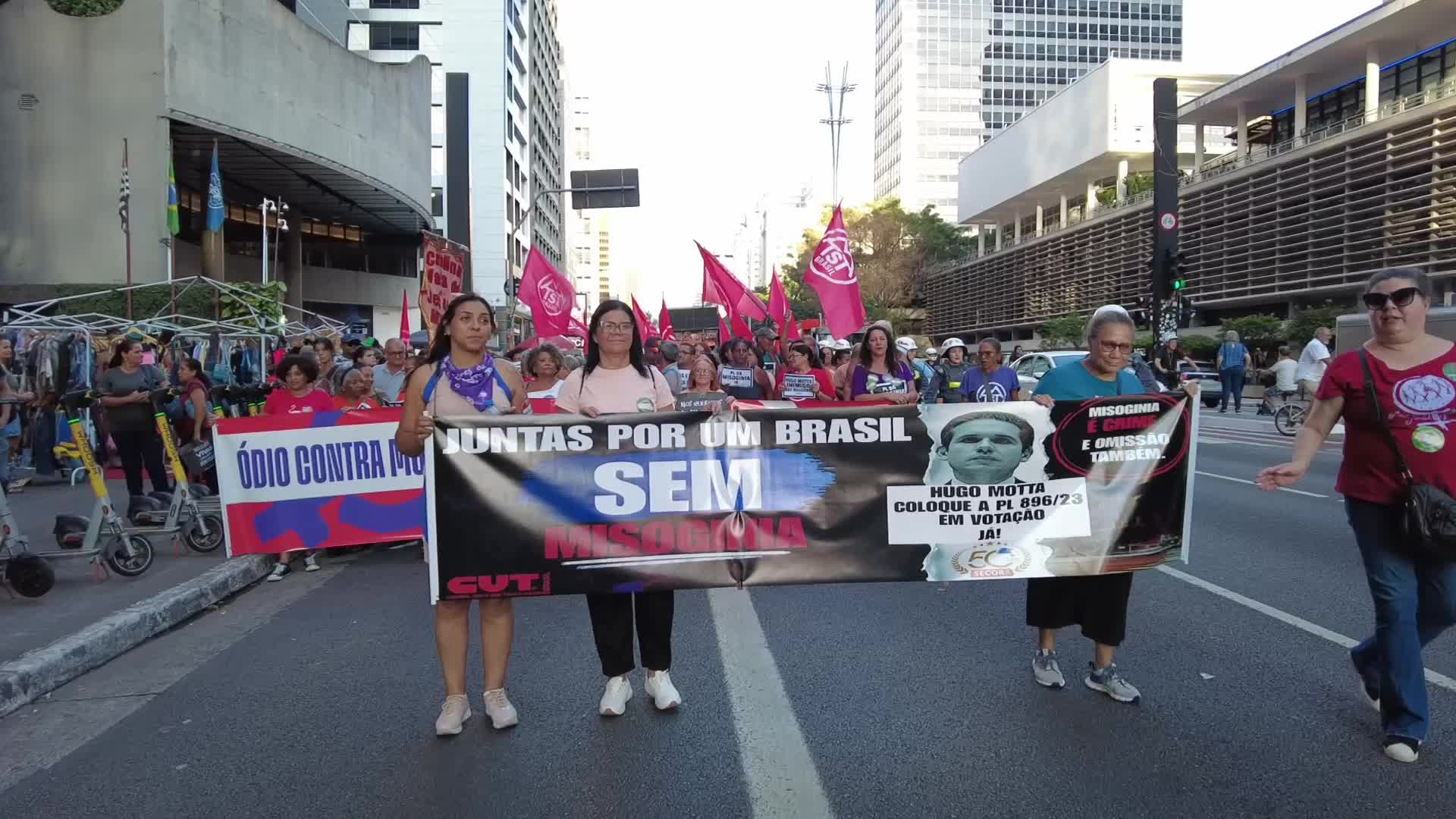 Women demonstrate in Sao Paulo for bill criminalizing misogyny