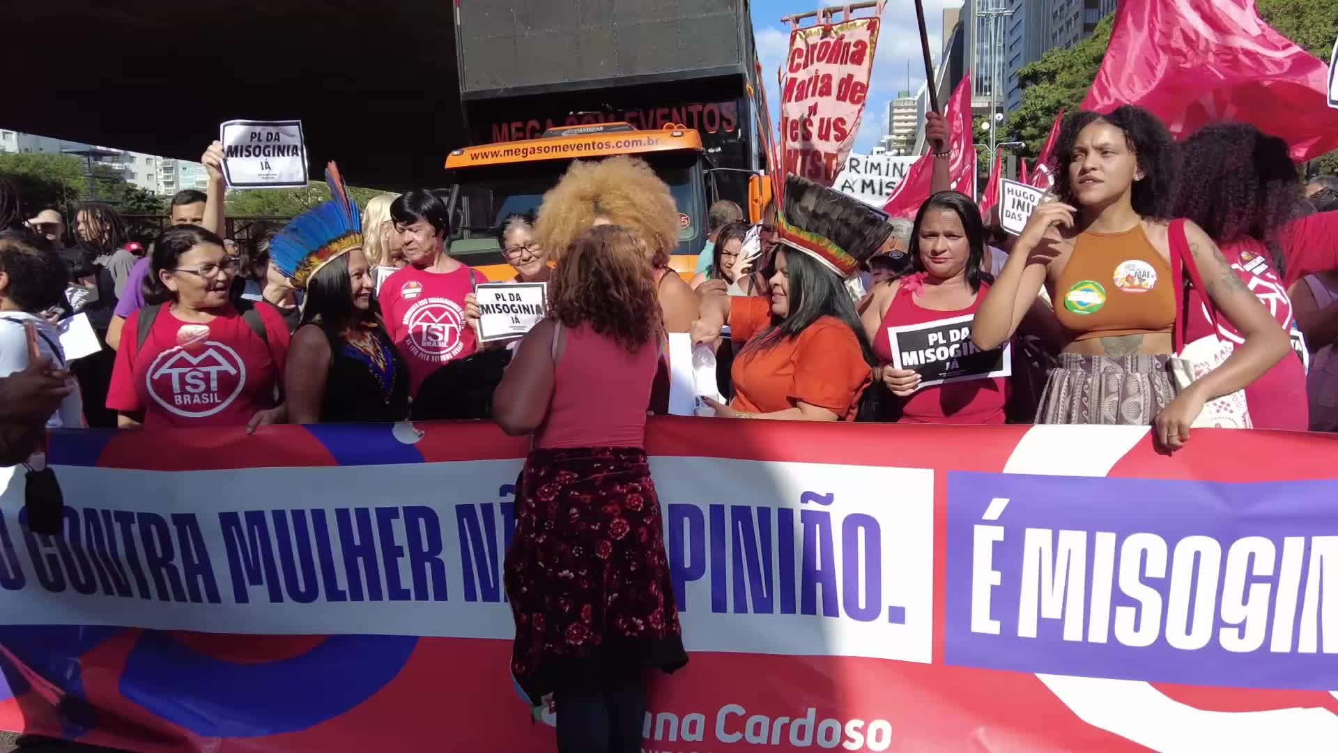 Women demonstrate in Sao Paulo for bill criminalizing misogyny