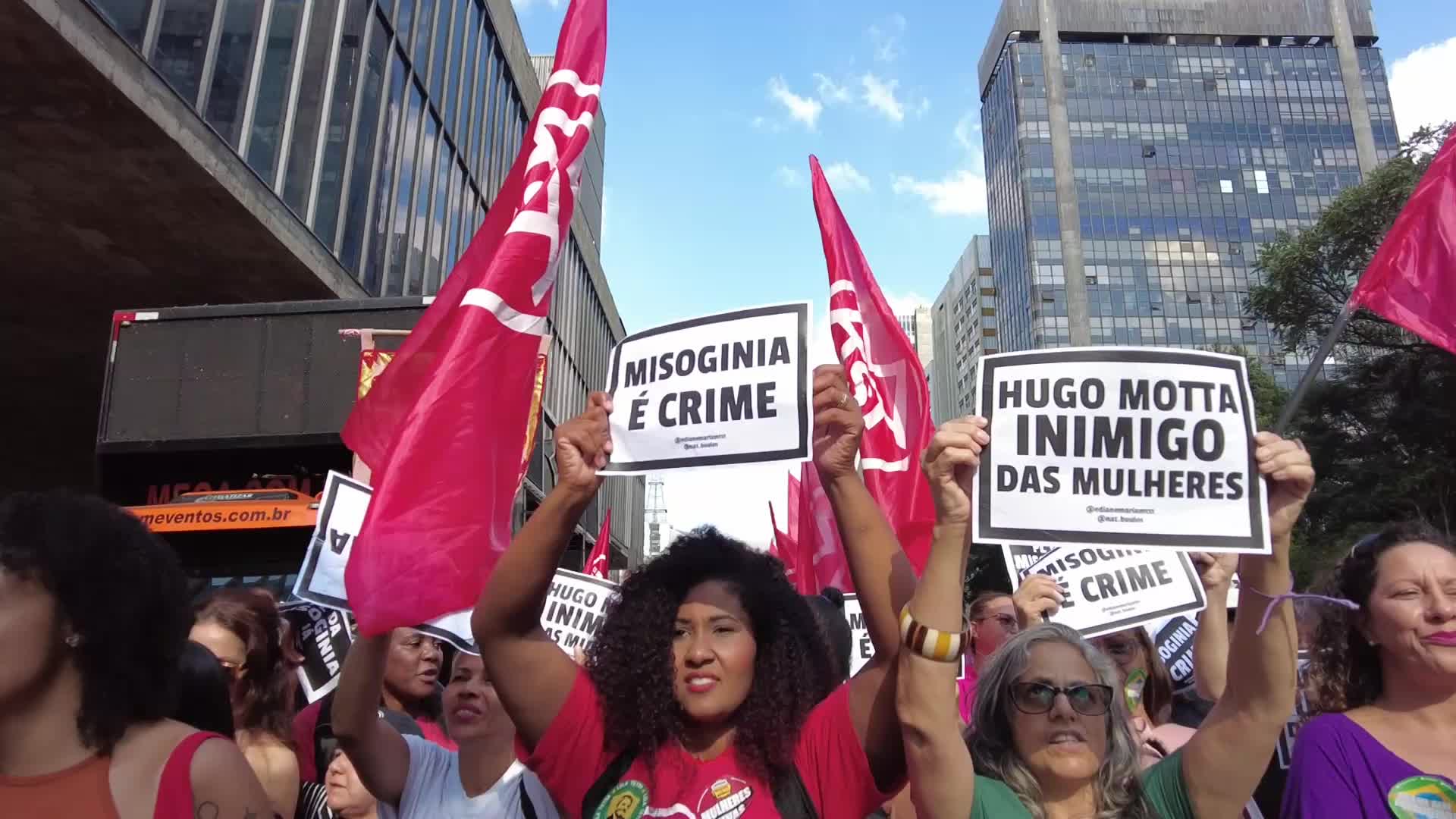 Women demonstrate in Sao Paulo for bill criminalizing misogyny