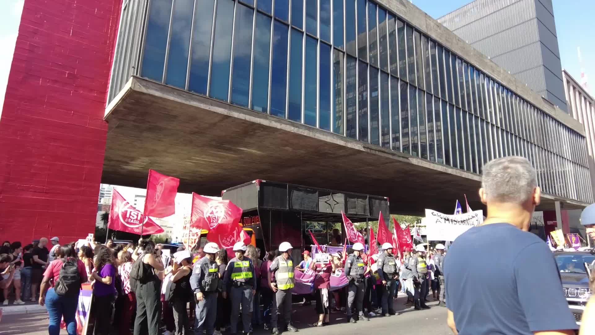 Women demonstrate in Sao Paulo for bill criminalizing misogyny