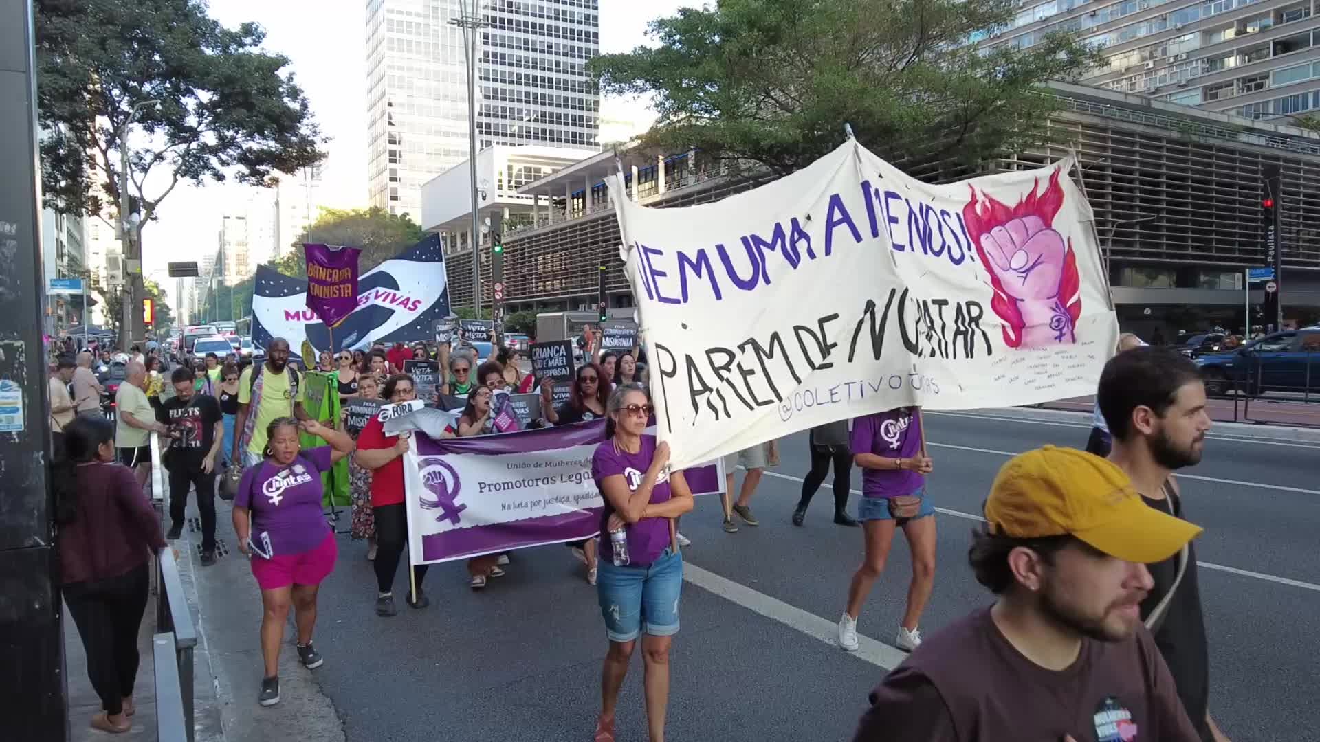 Women demonstrate in Sao Paulo for bill criminalizing misogyny