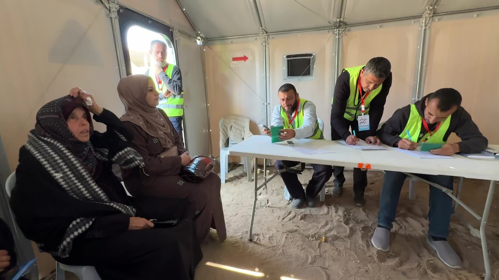 Palestinians vote during the municipal election at a polling station in Deir al-Balah