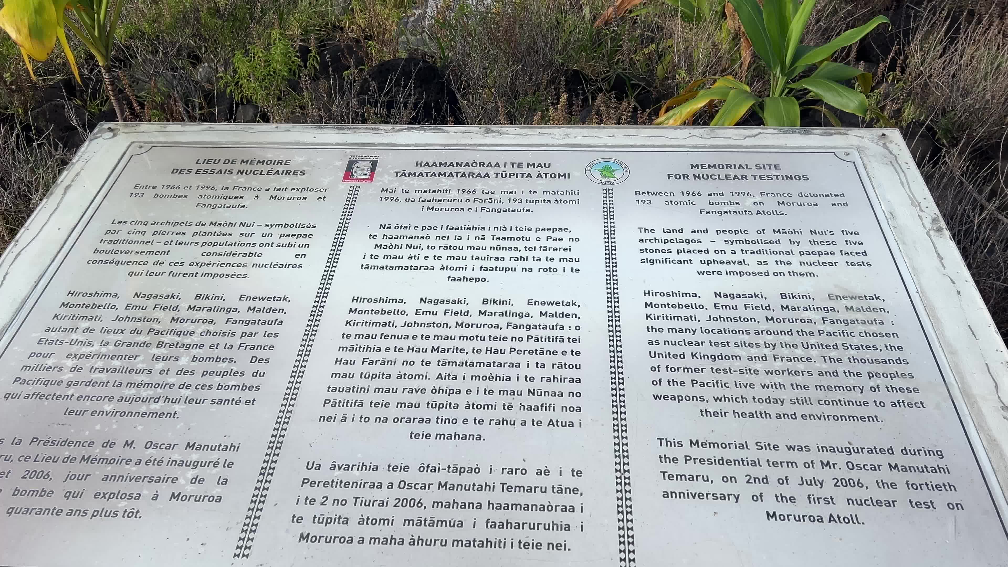 Monument dedicated to the victims of French Nuclear weapons tests in French Polynesia