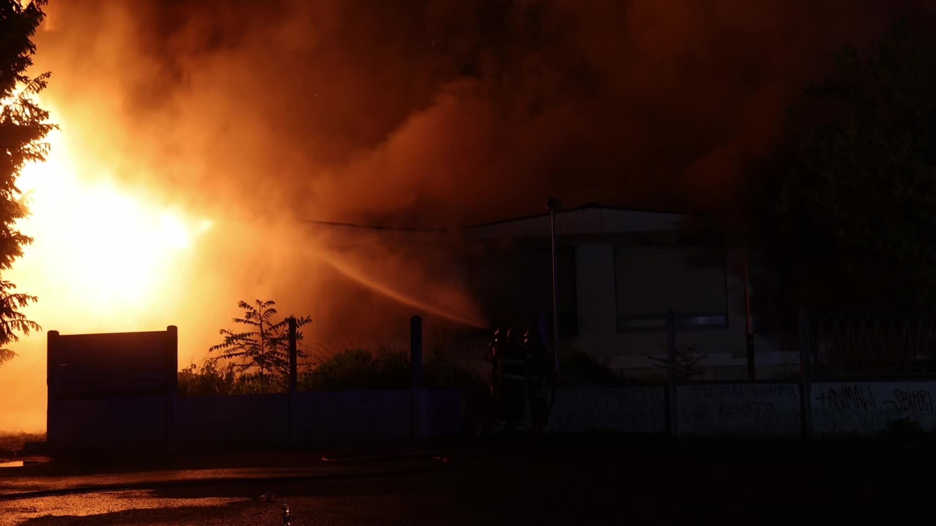 A massive fire erupted in a building near Turin