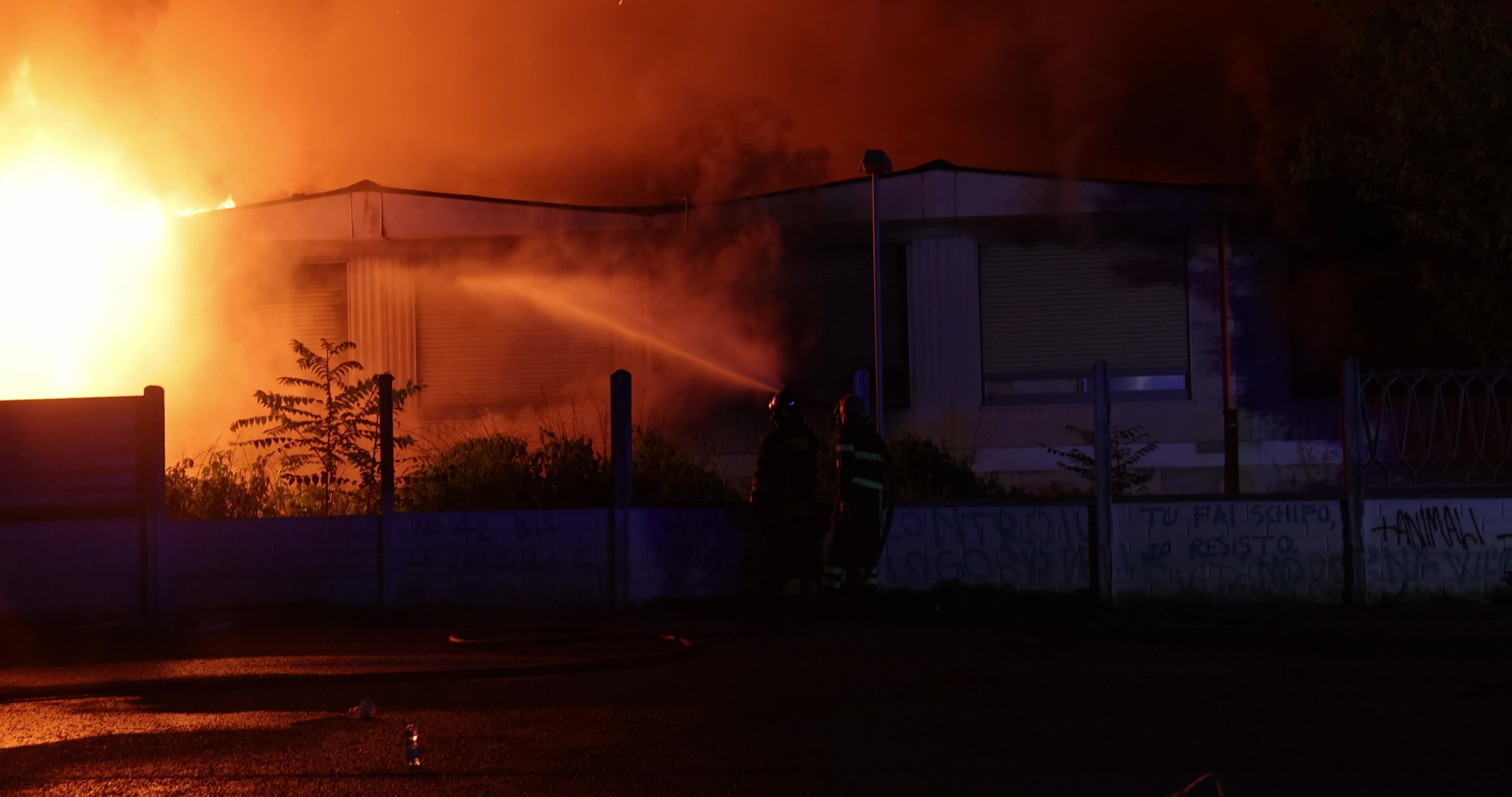 A massive fire erupted in a building near Turin