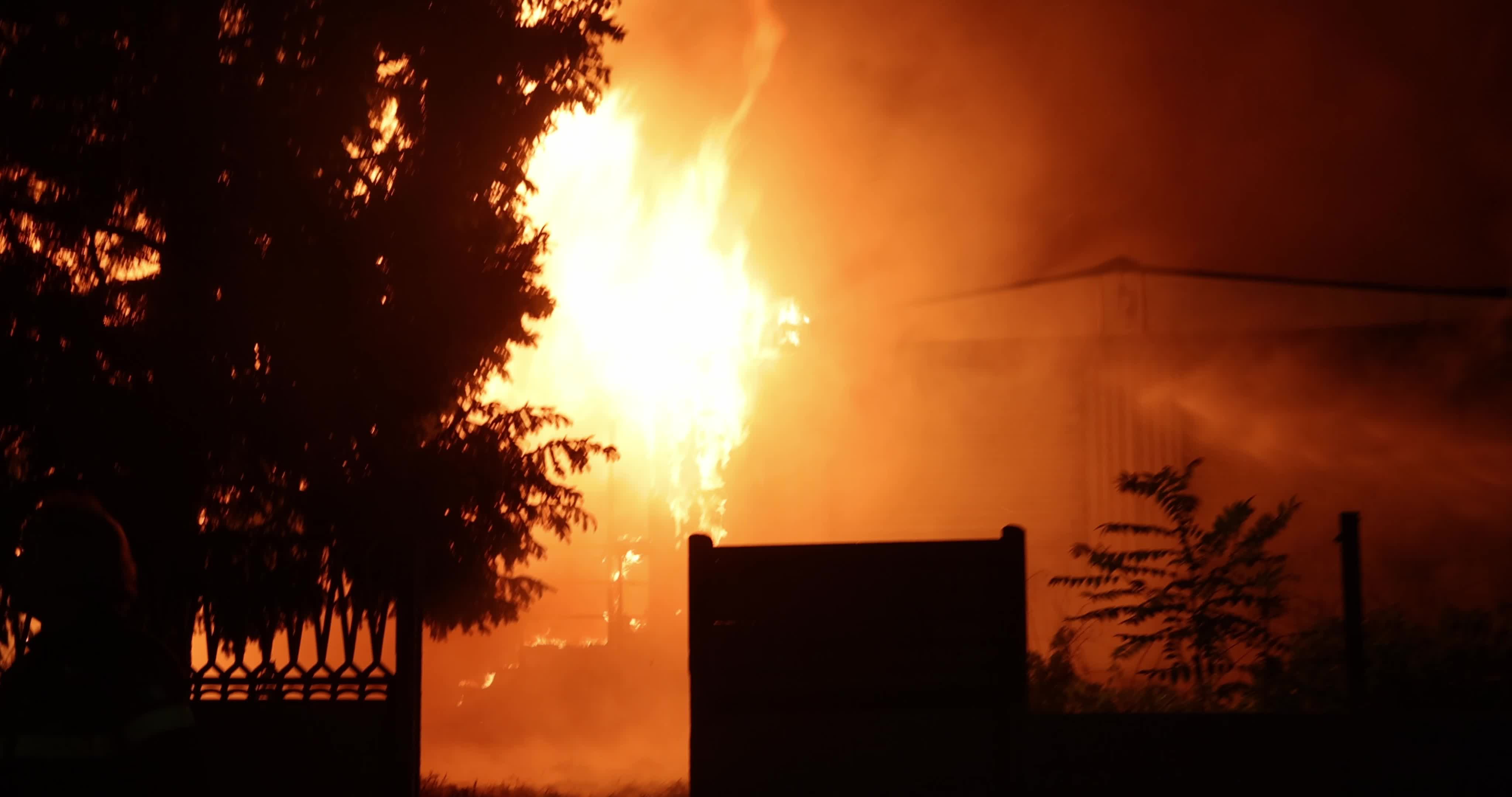 A massive fire erupted in a building near Turin