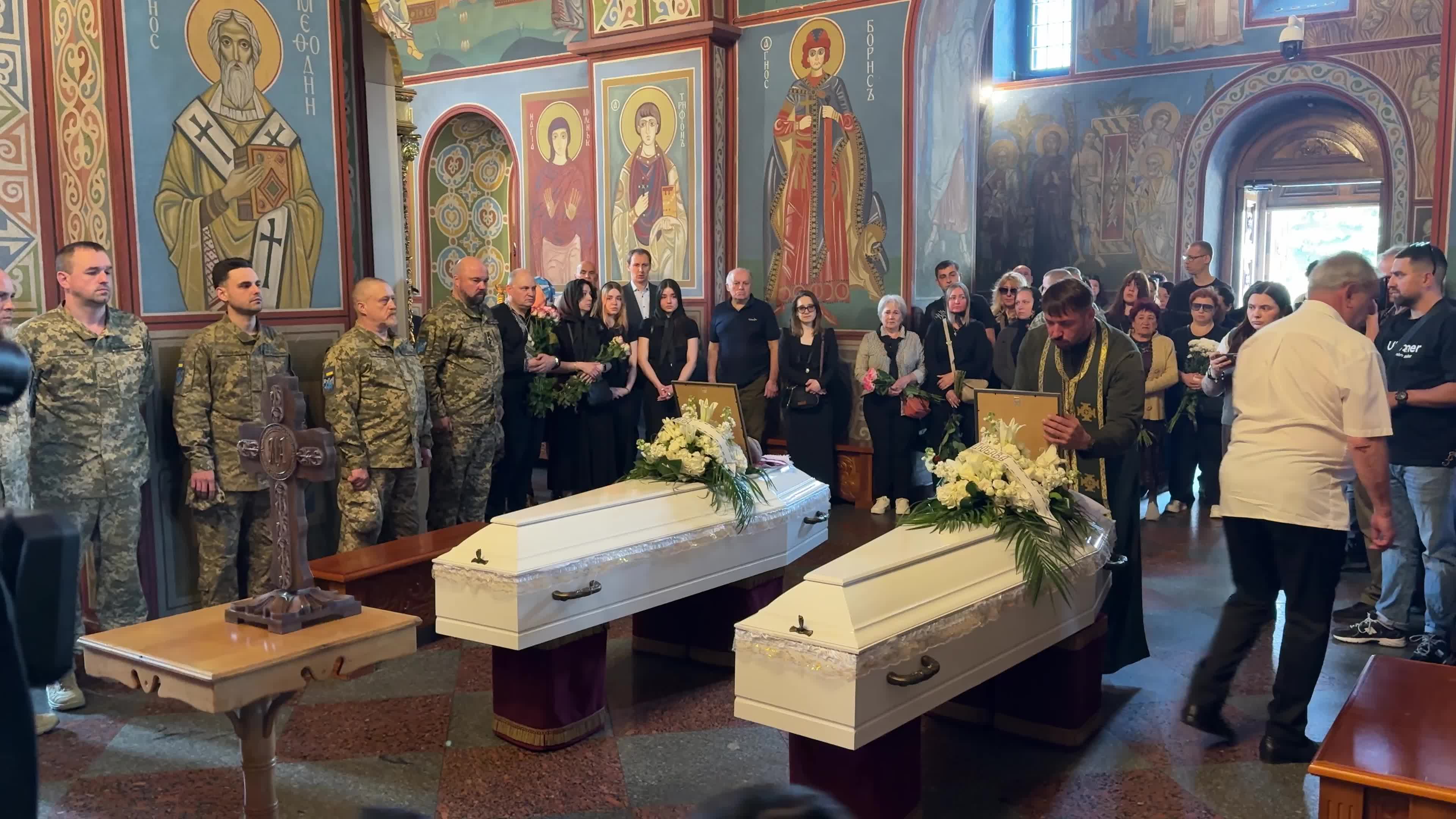 Funeral service for sisters Liubava and Vira Yakovlev, who were killed in a Russian missile strike on Kyiv