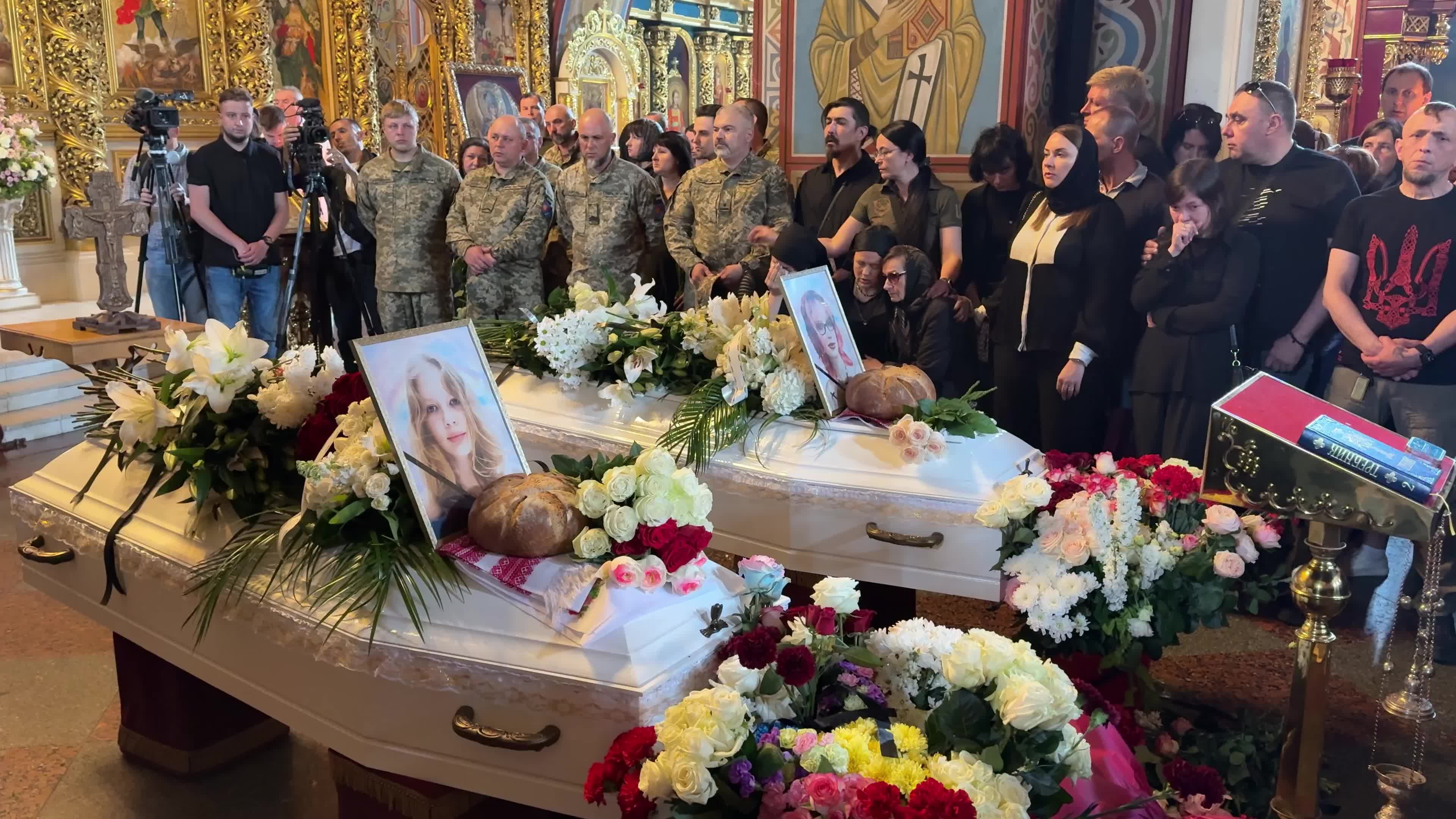 Funeral service for sisters Liubava and Vira Yakovlev, who were killed in a Russian missile strike on Kyiv