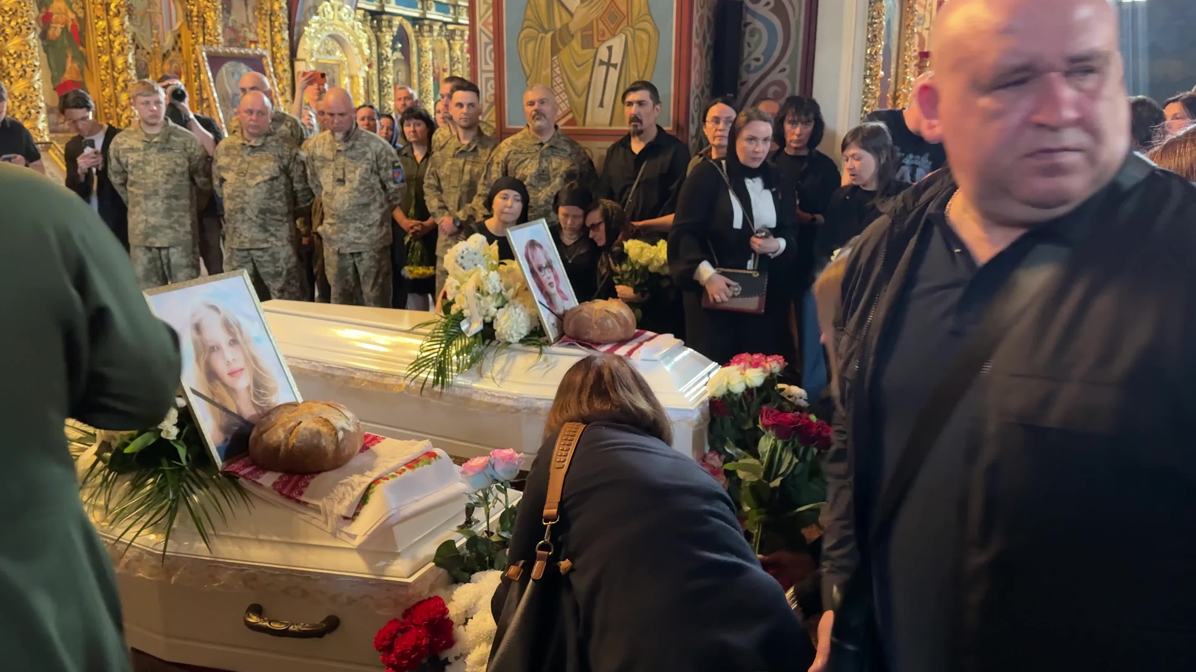 Funeral service for sisters Liubava and Vira Yakovlev, who were killed in a Russian missile strike on Kyiv