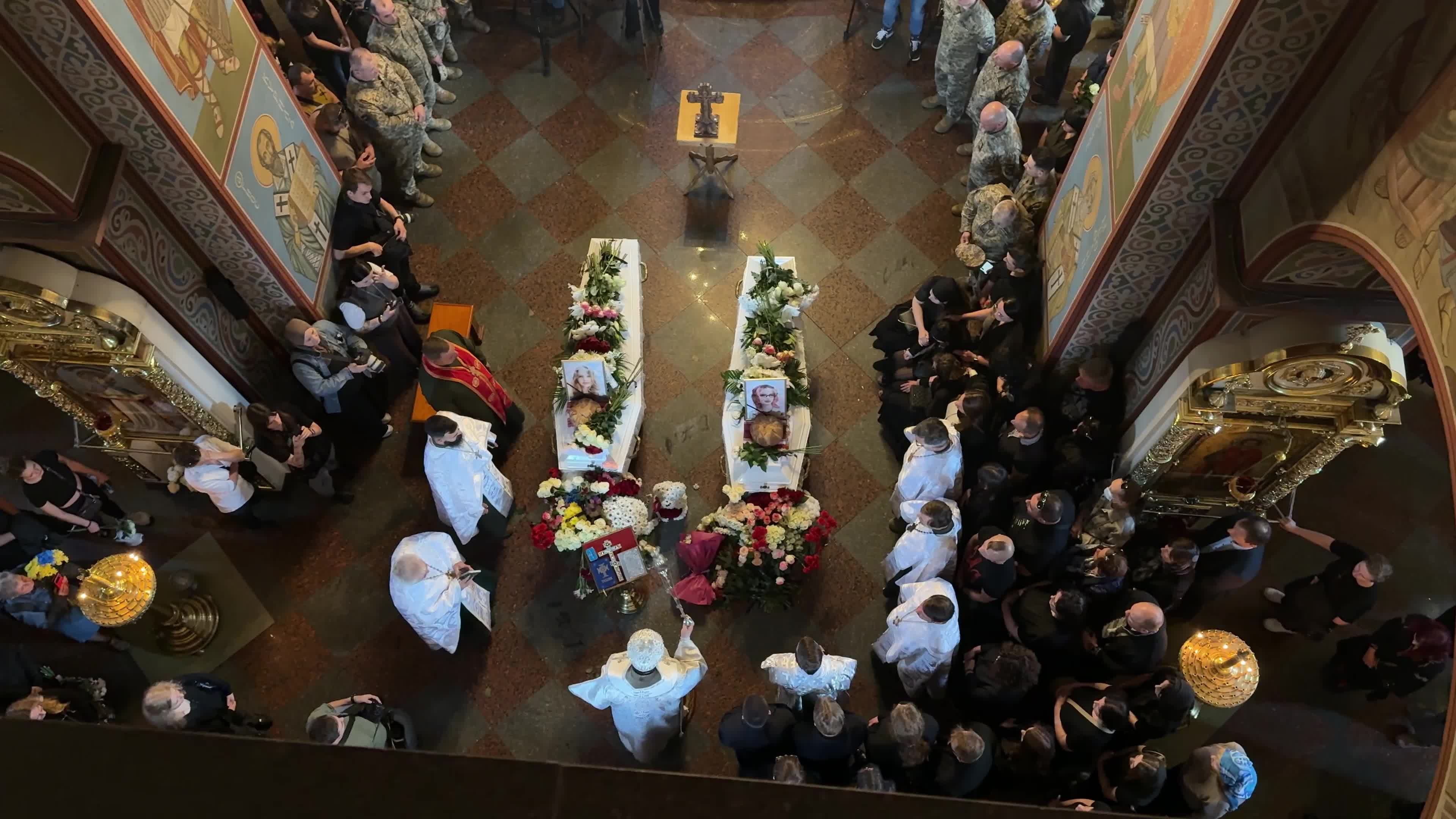 Funeral service for sisters Liubava and Vira Yakovlev, who were killed in a Russian missile strike on Kyiv