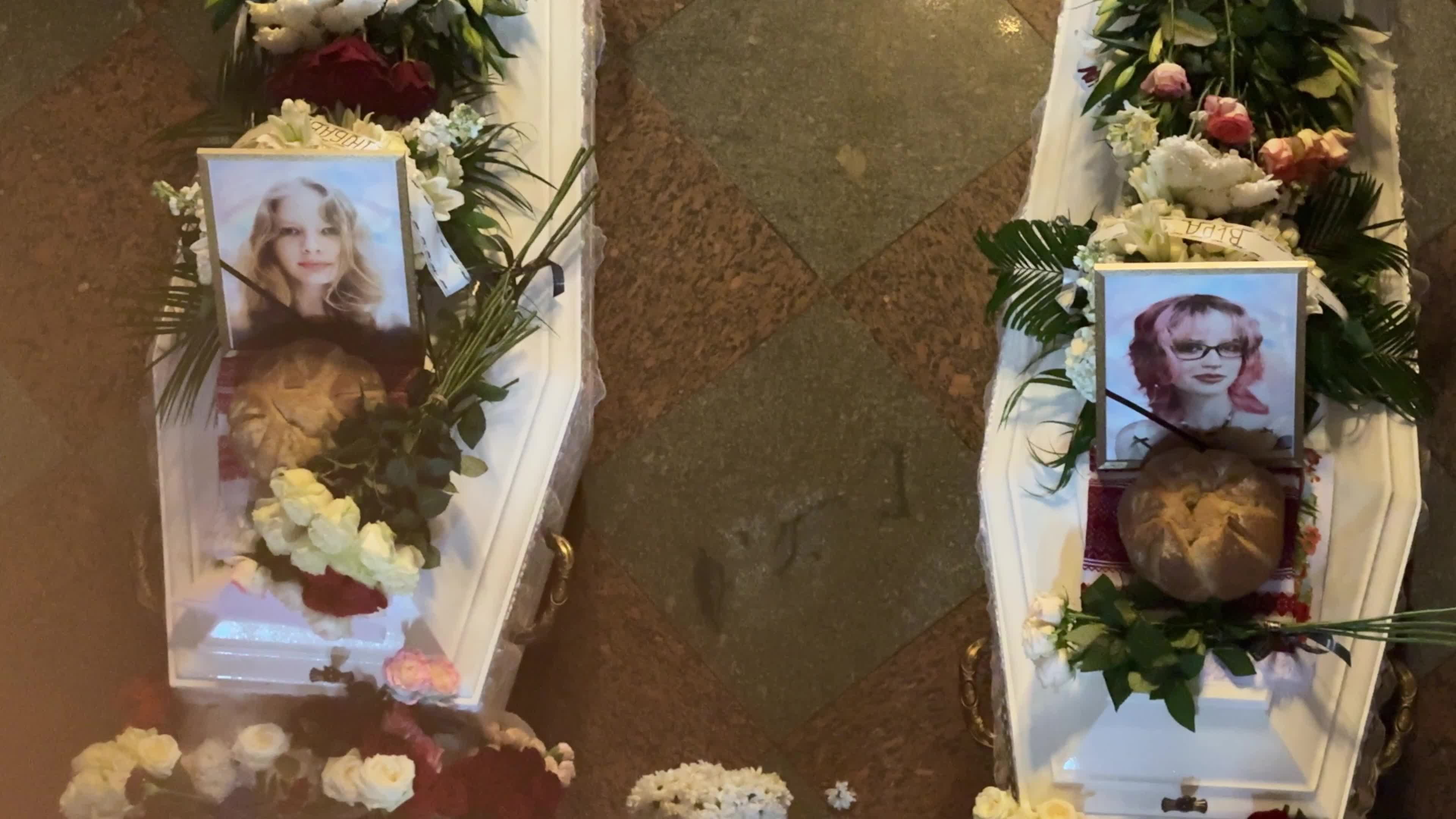 Funeral service for sisters Liubava and Vira Yakovlev, who were killed in a Russian missile strike on Kyiv