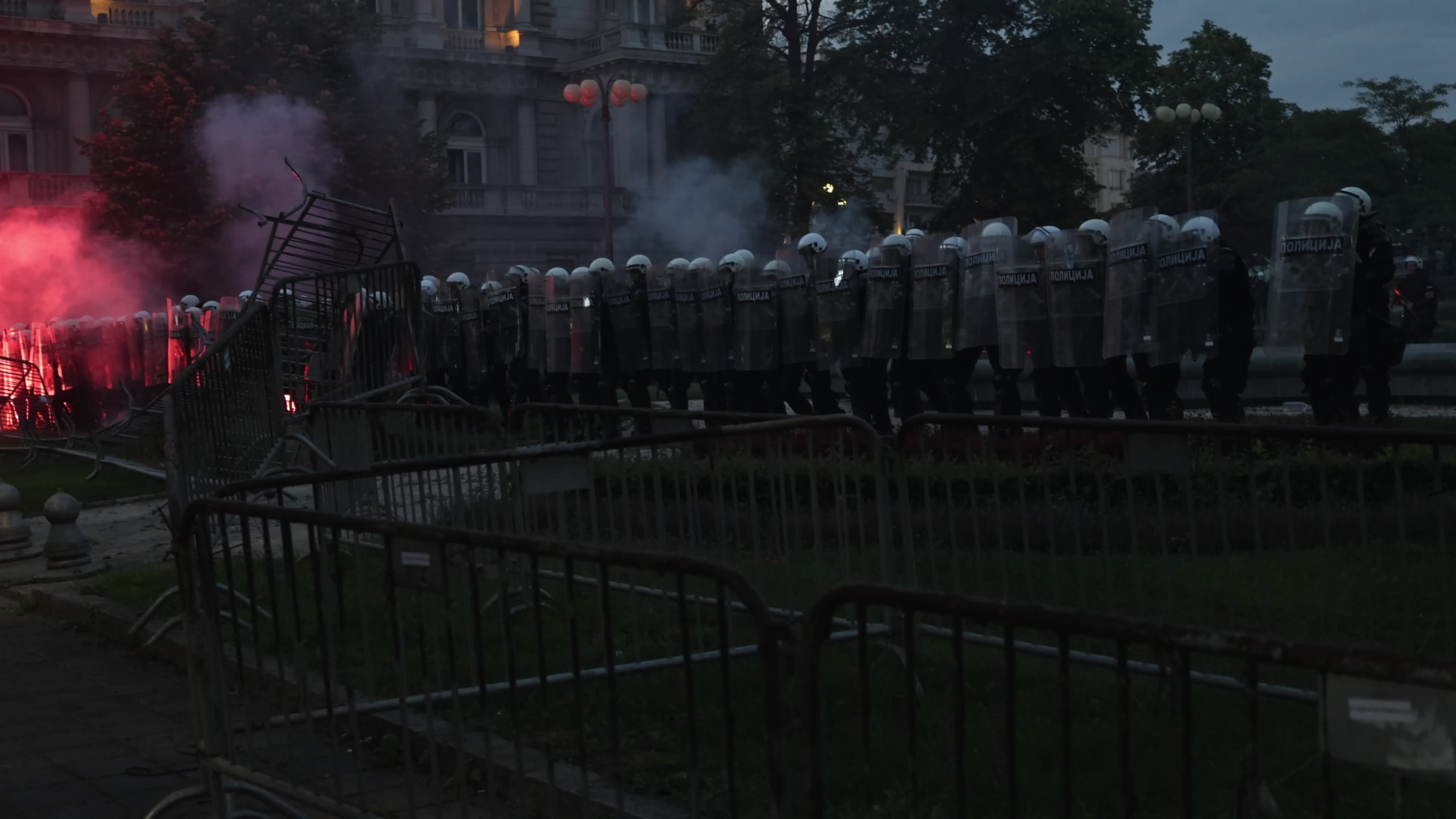Clashes With Police In Belgrade