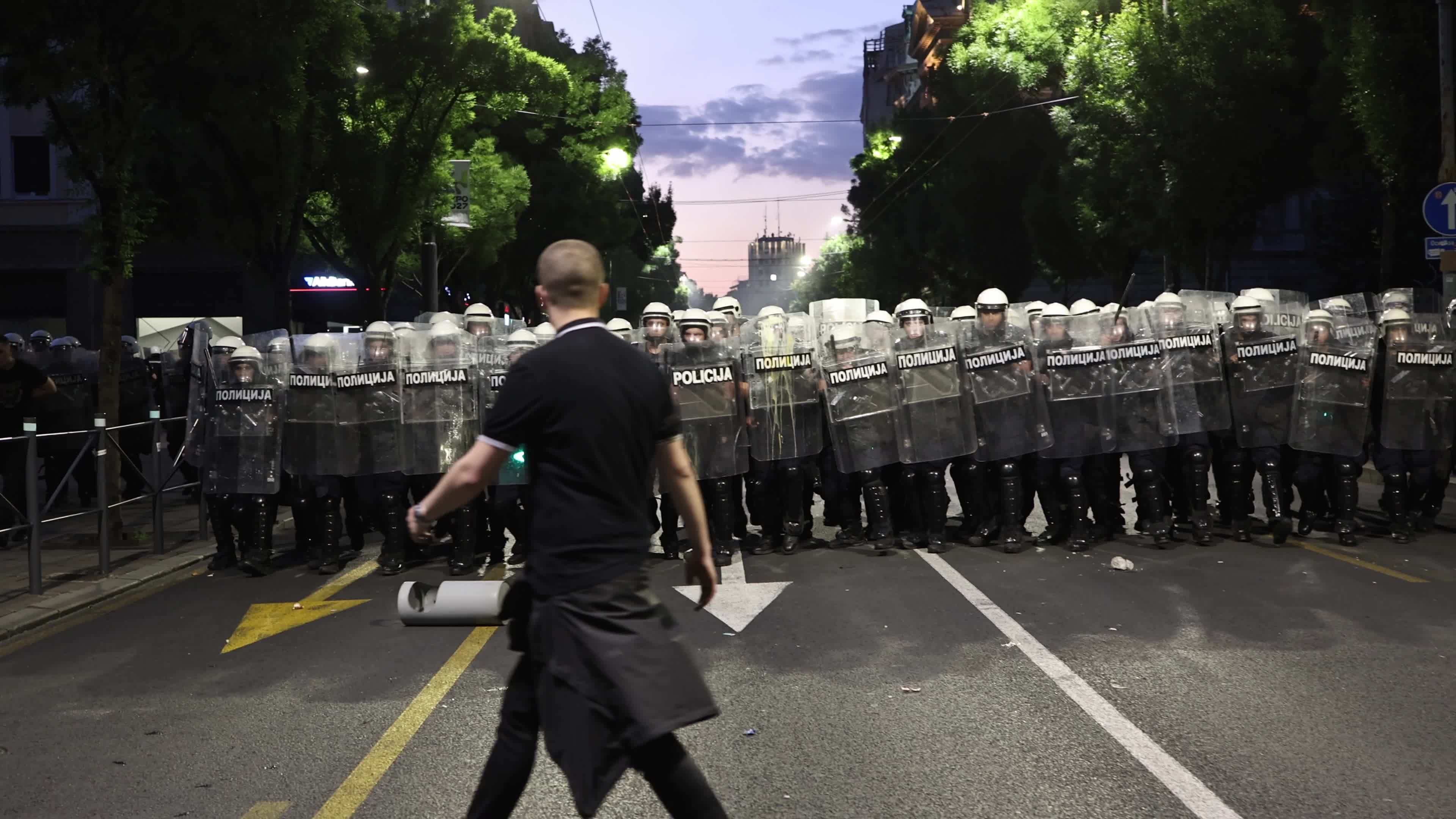 Clashes With Police In Belgrade