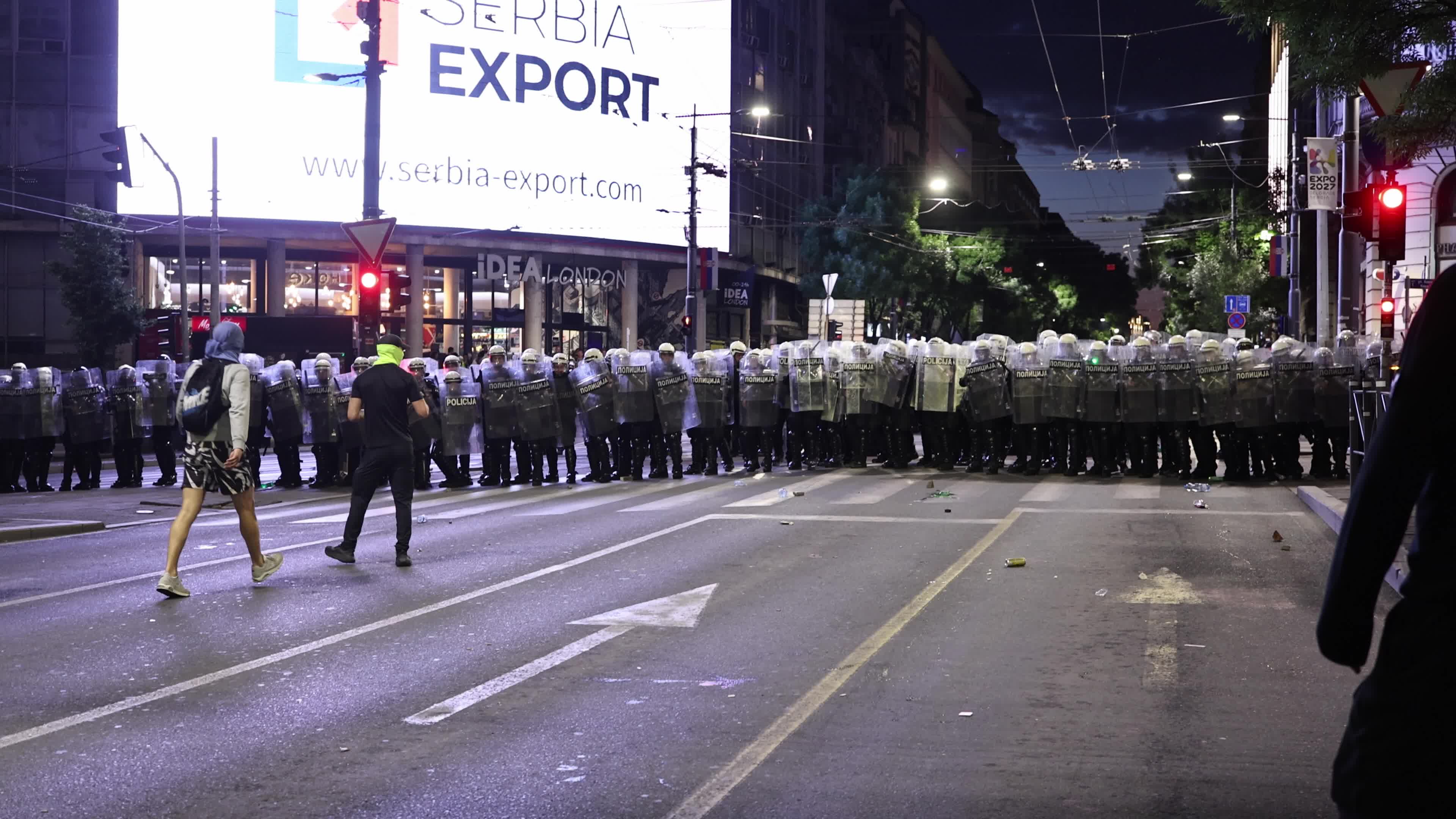 Clashes With Police In Belgrade