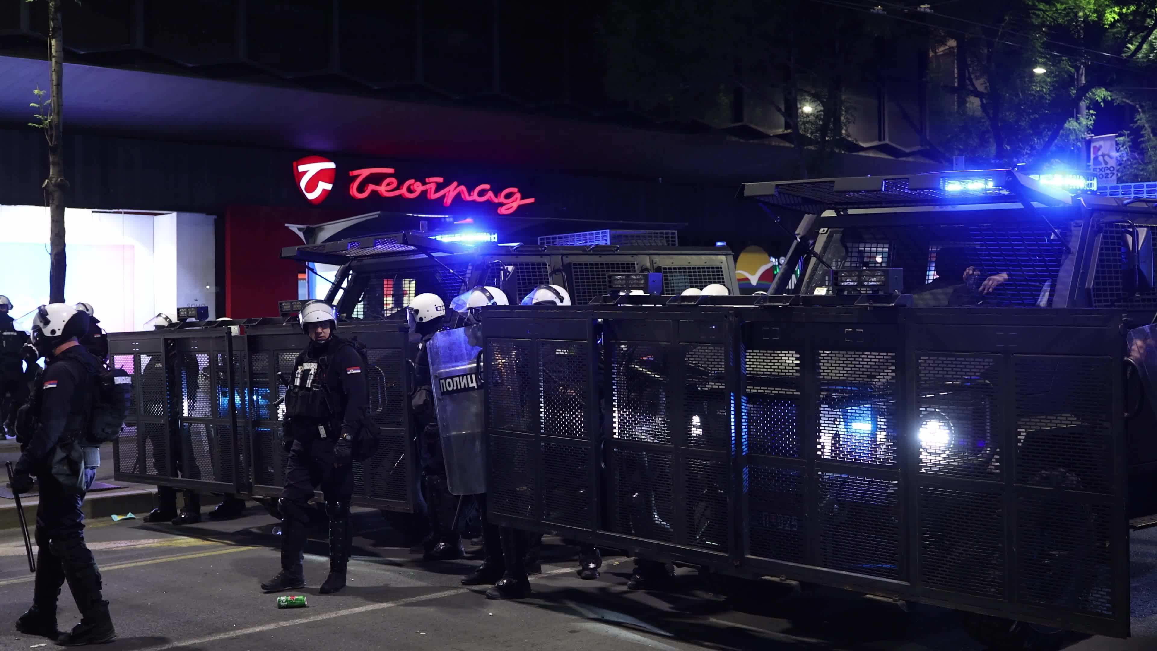 Clashes With Police In Belgrade
