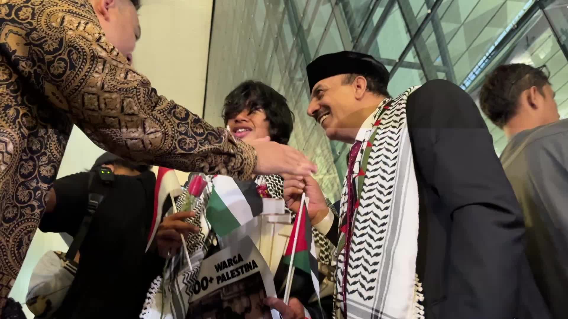 Flotila activist and journalist from Indonesia arrivad at Sukarno hatta Airport, Tangerang, Banten, Indonesia