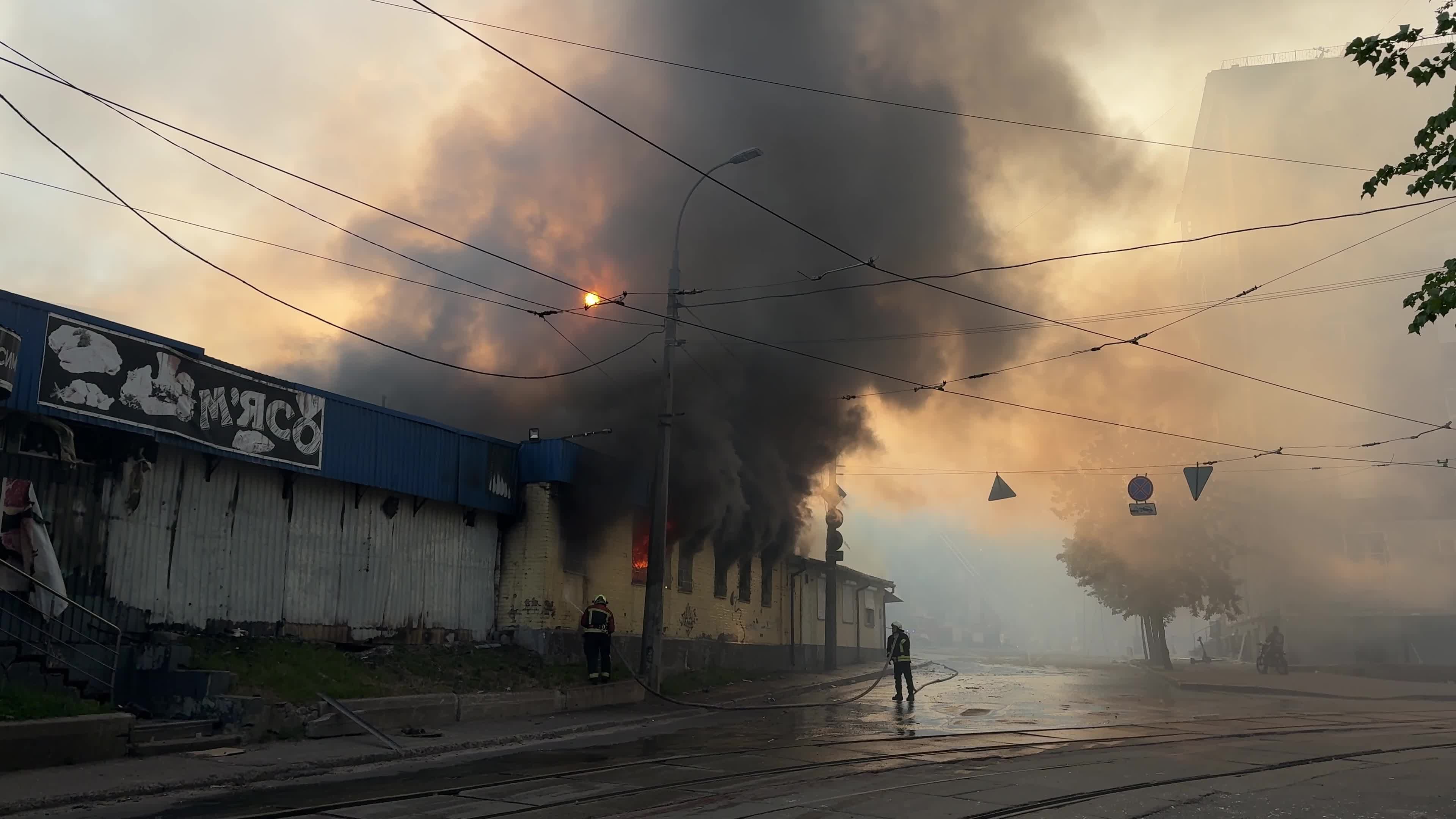 Aftermath of a massive combined missile and drone attack on Kyiv, Ukraine