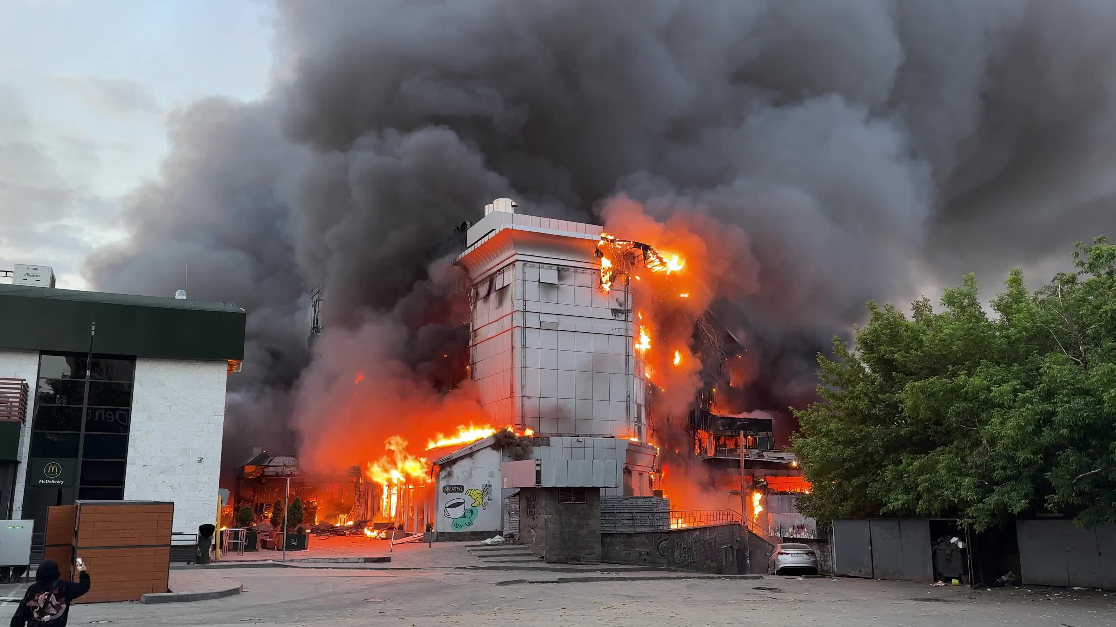 Aftermath of a massive combined missile and drone attack on Kyiv, Ukraine