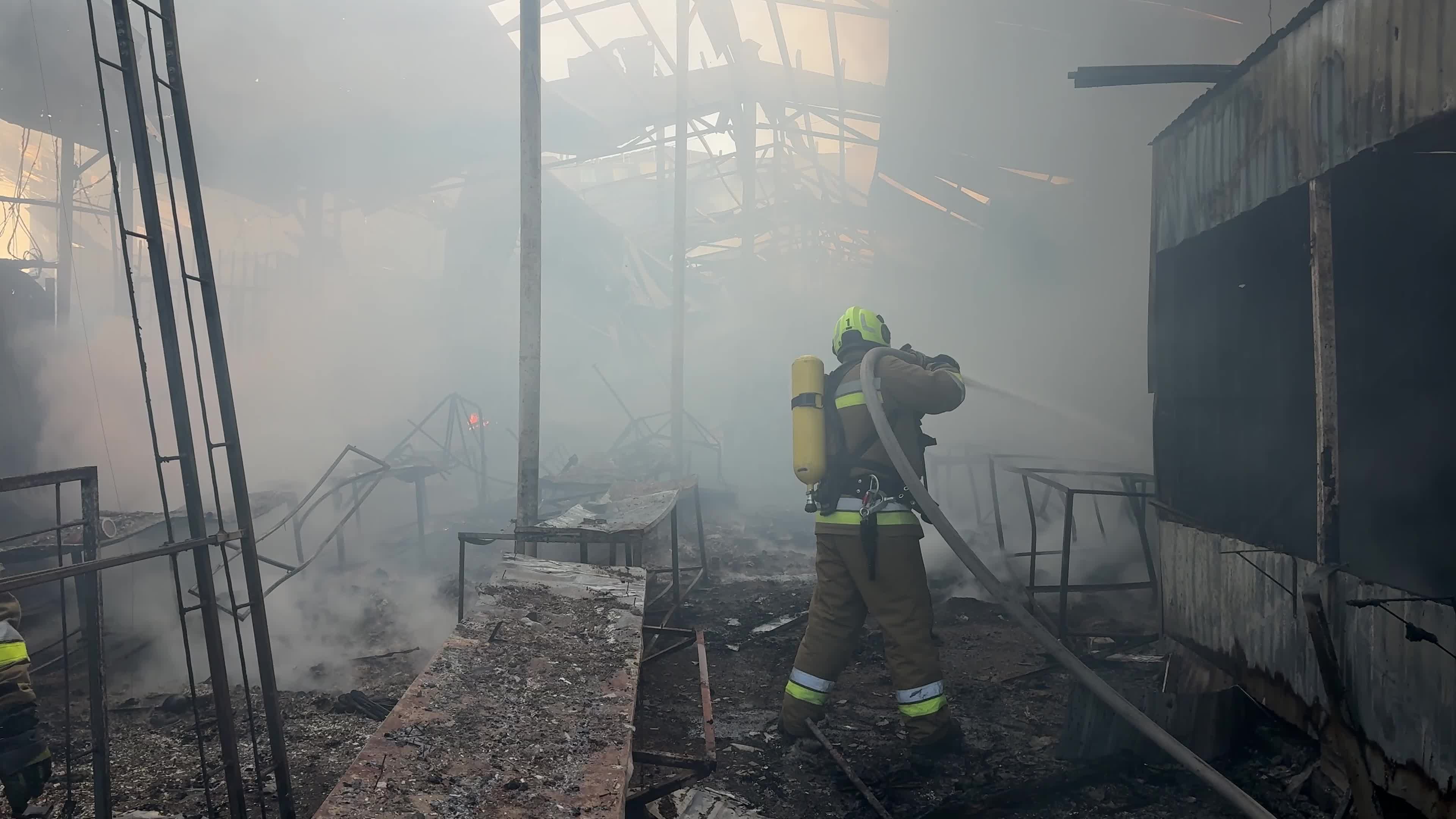 Aftermath of a massive combined missile and drone attack on Kyiv, Ukraine