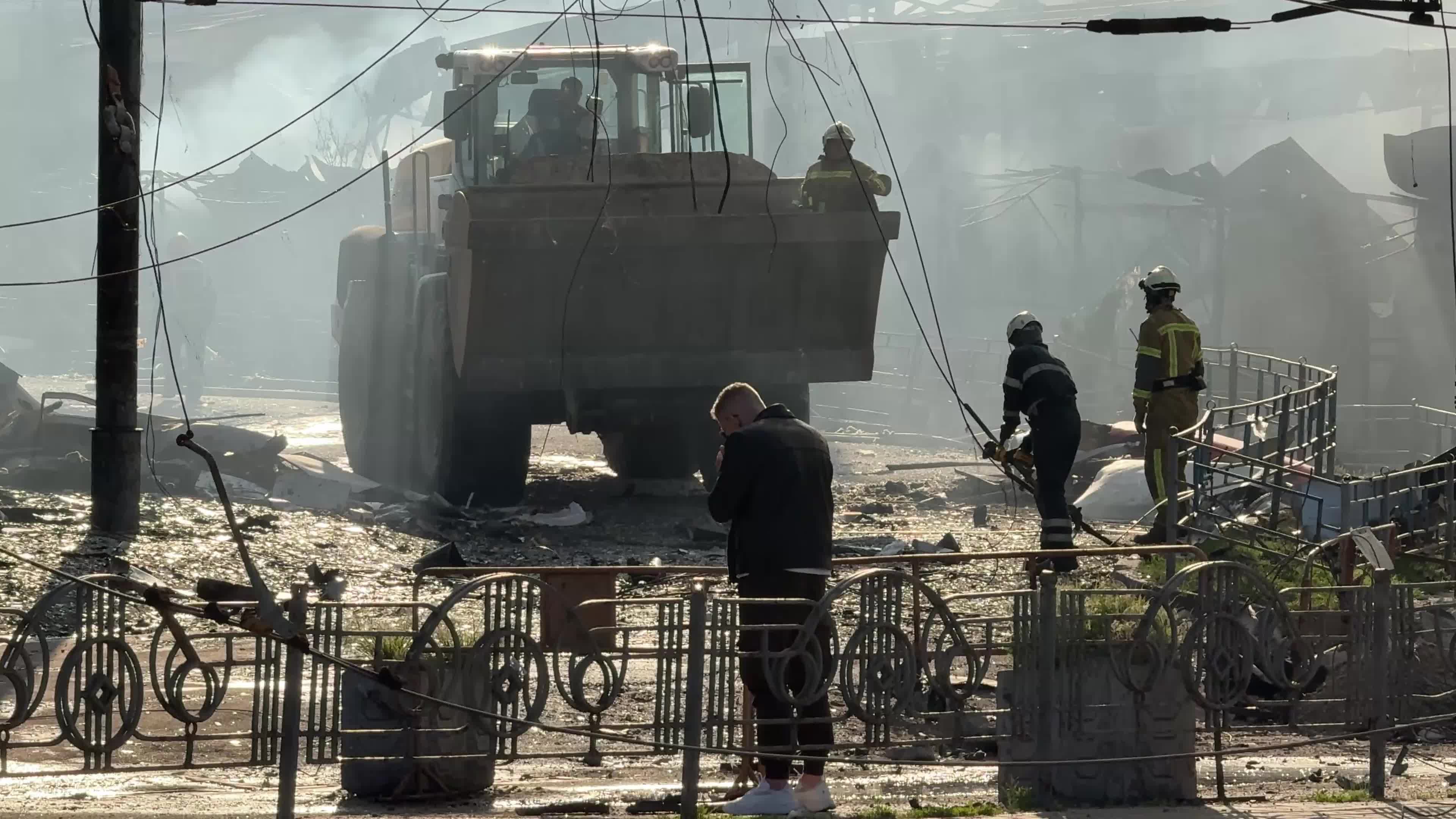 Aftermath of a massive combined missile and drone attack on Kyiv, Ukraine