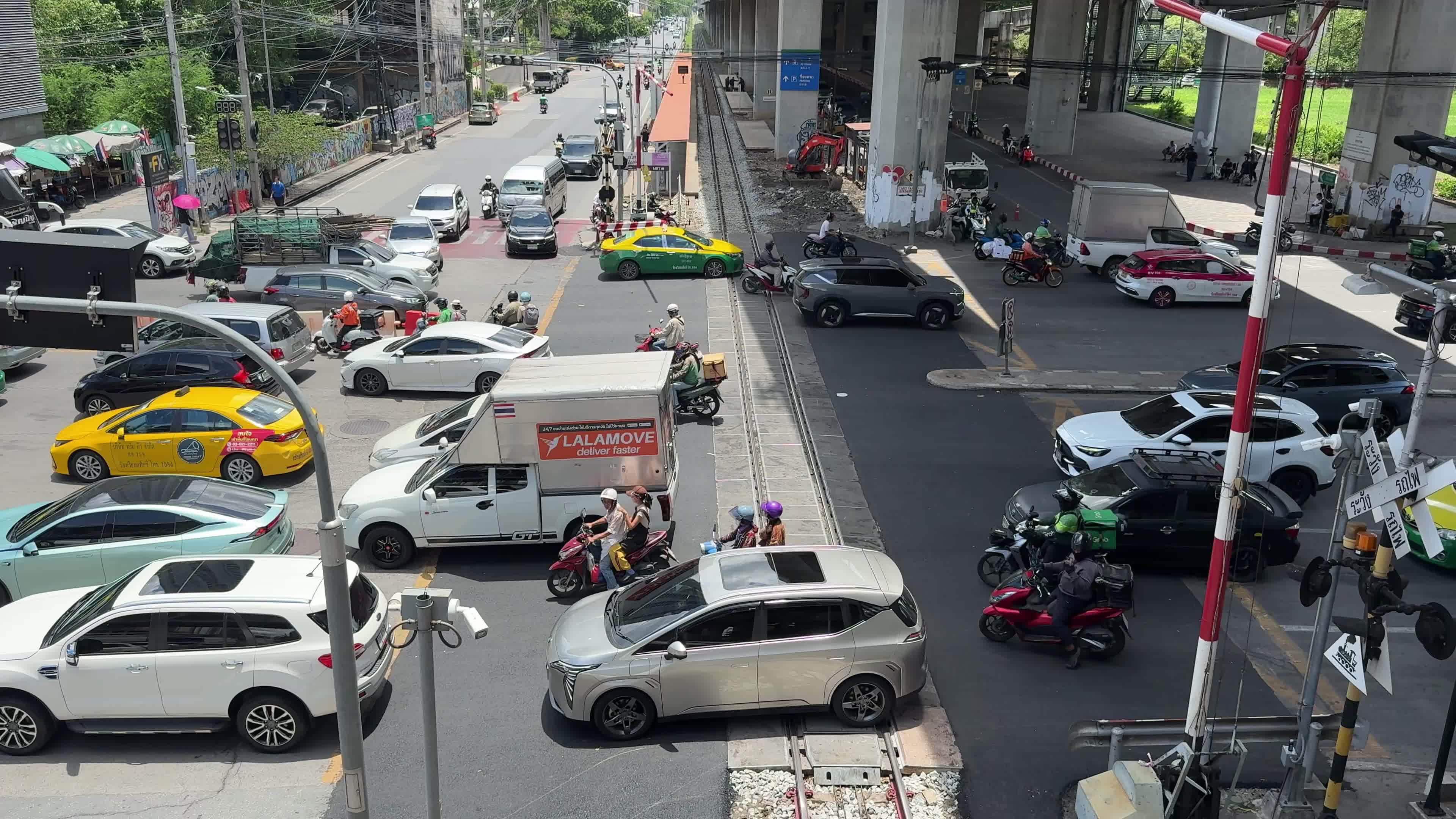 Traffic at Makkasan Station in Bangkok, Thailand