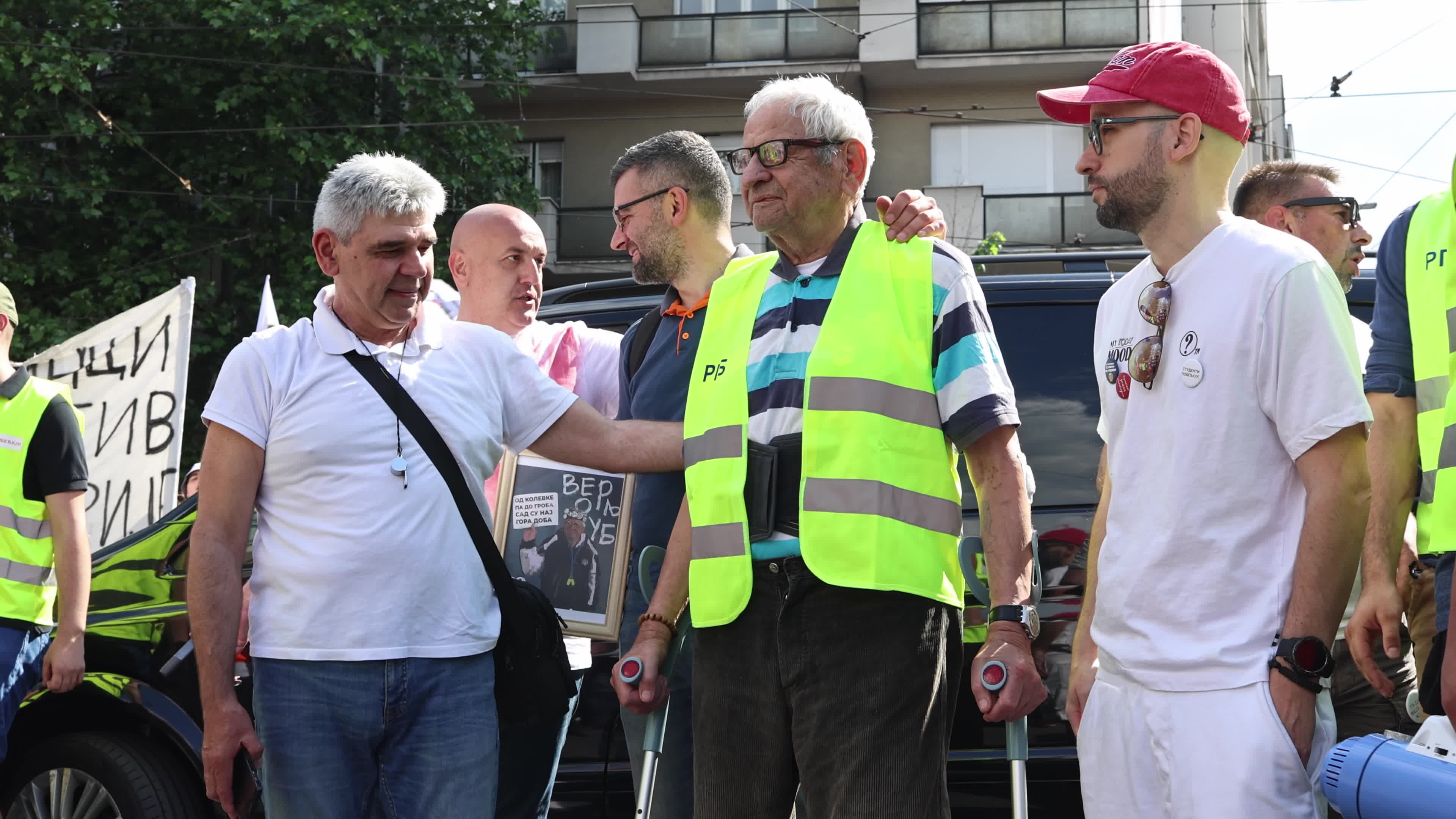 Opposition gathering for a protest in Belgrade