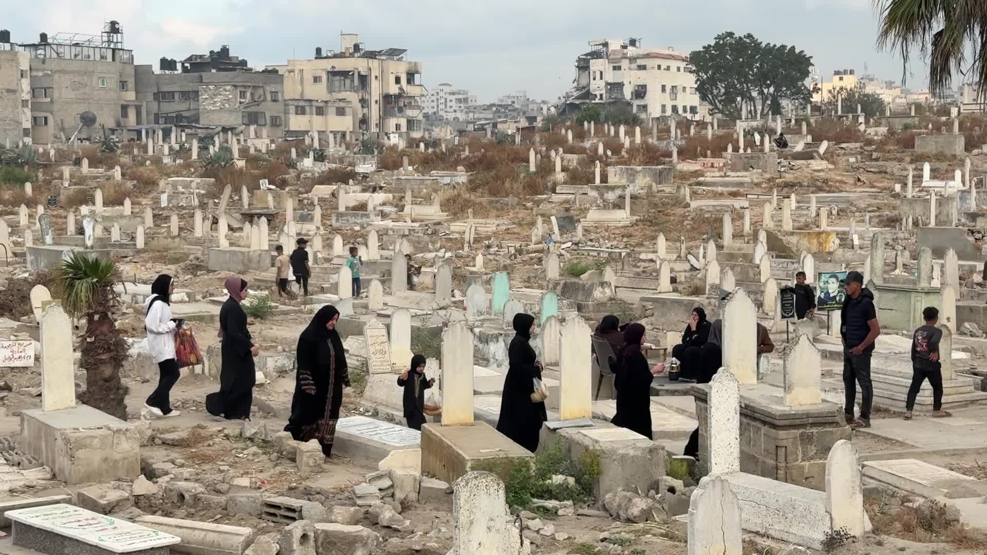 Palestinian Muslims attend the Eid al-Adha prayer, in Gaza City