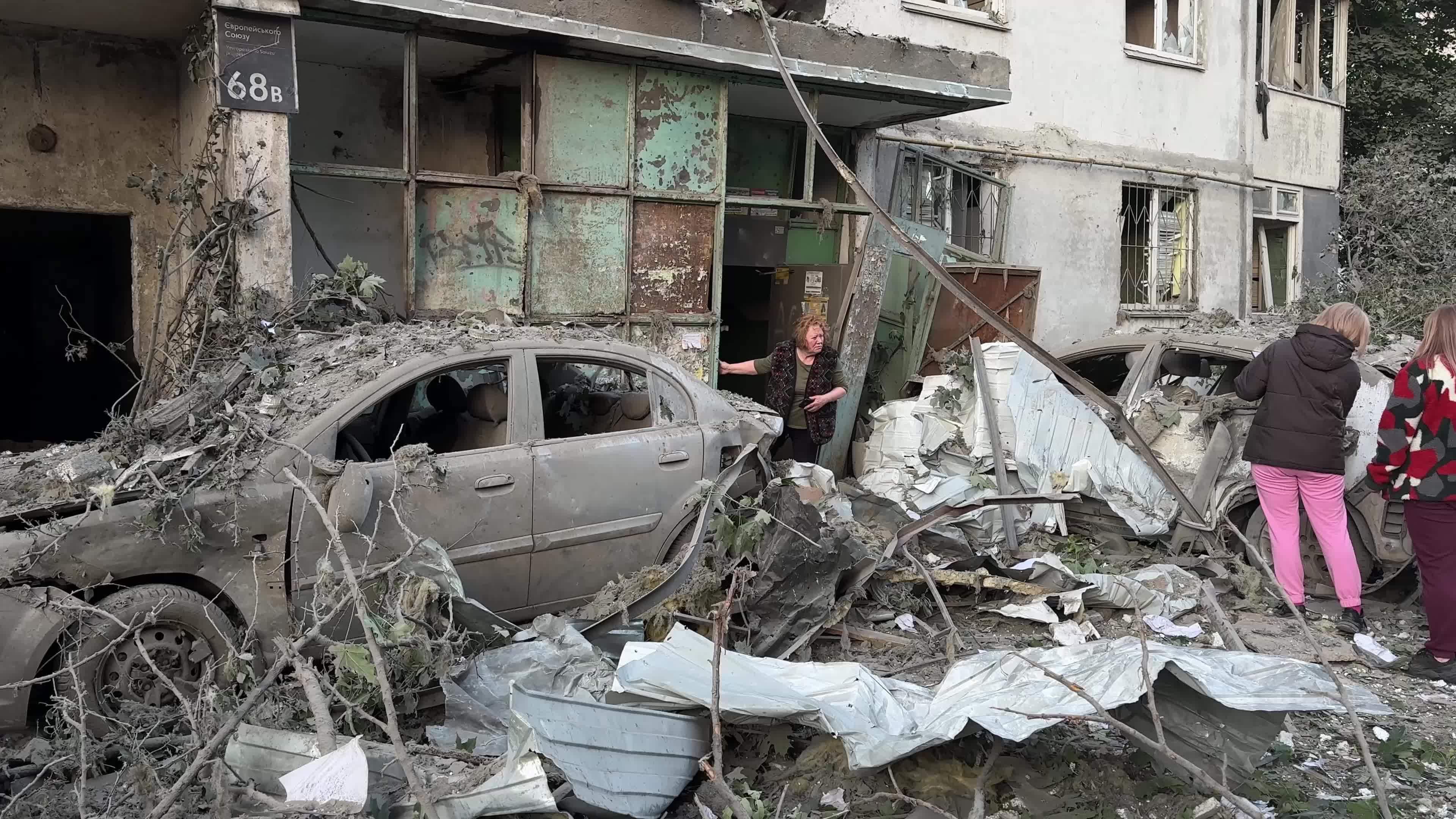 The aftermath of a massive Russian missile and drone attack on Kyiv, Ukraine