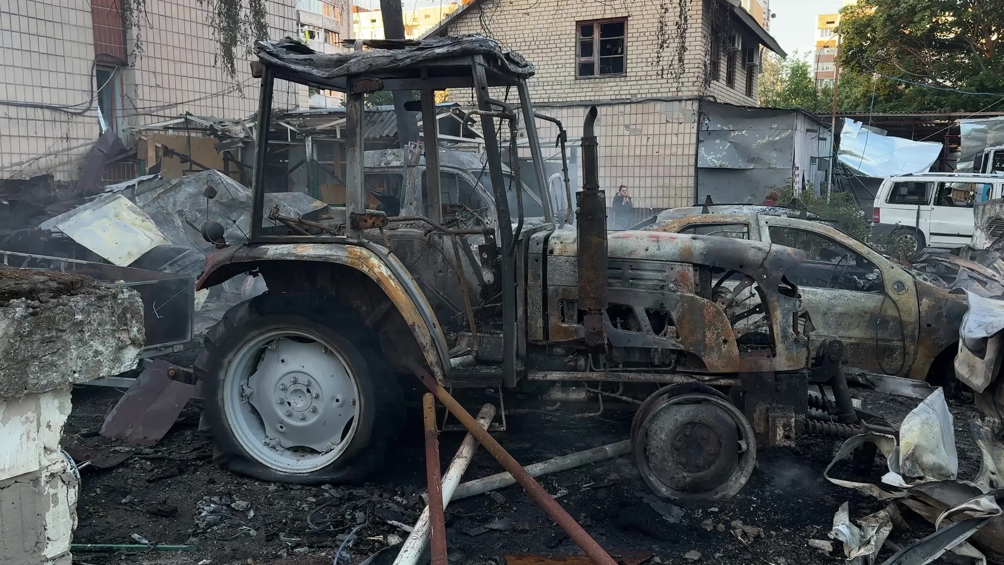 The aftermath of a massive Russian missile and drone attack on Kyiv, Ukraine
