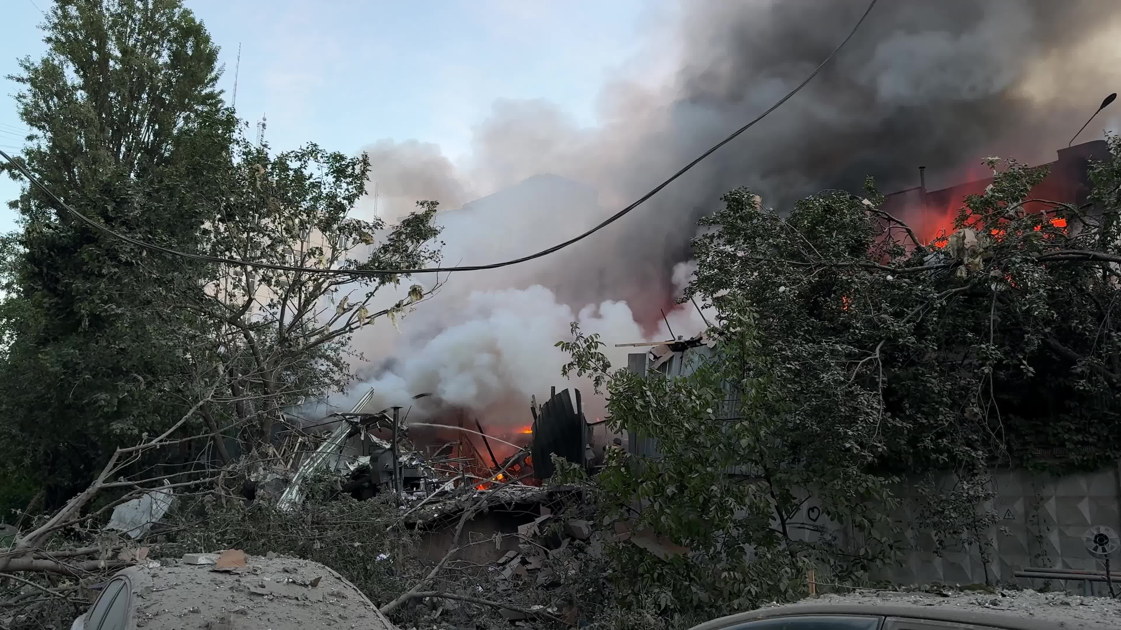 The aftermath of a massive Russian missile and drone attack on Kyiv, Ukraine
