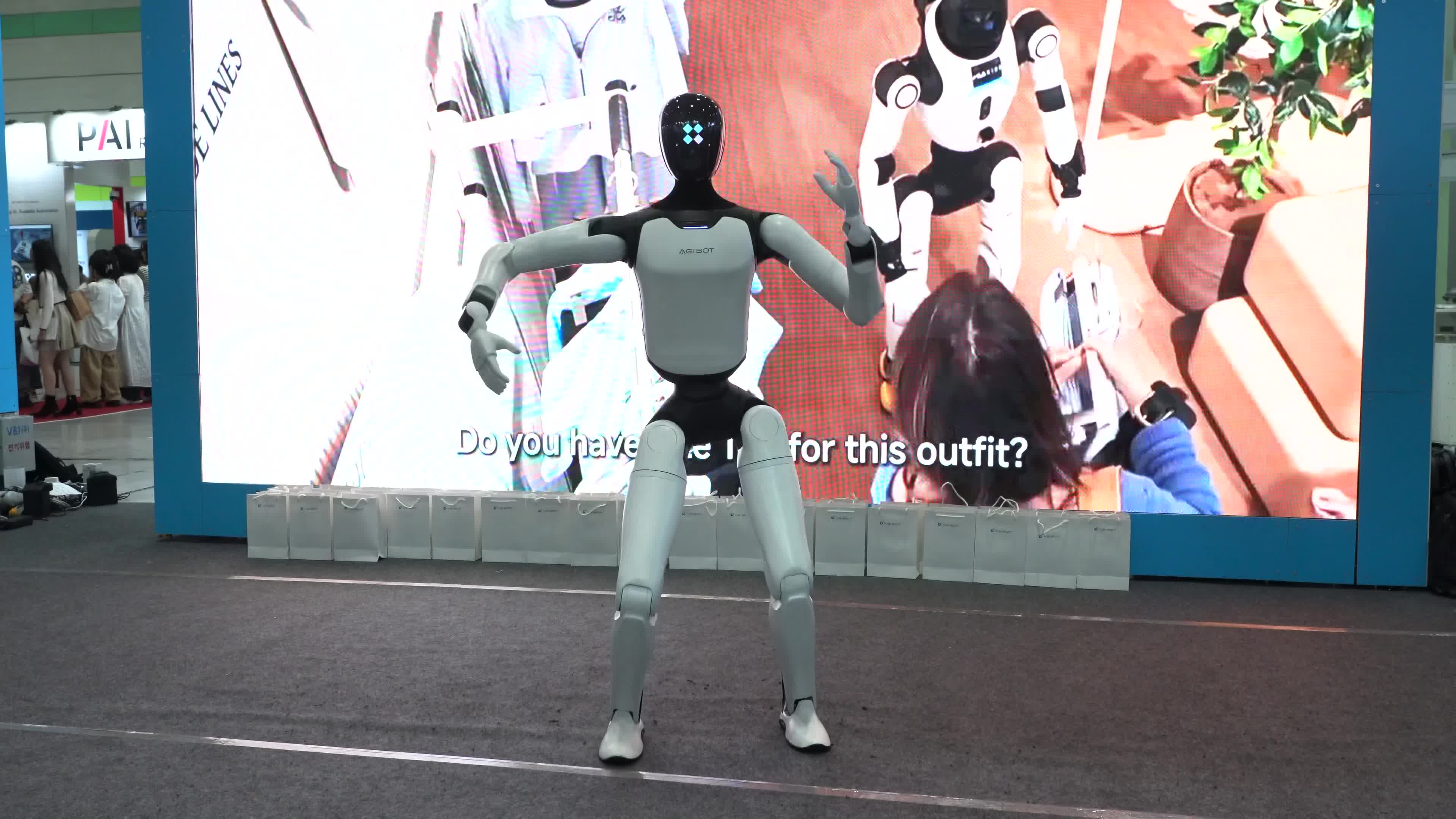 The AGIBOT A3 performing at the 15th Smart Tech Korea (STK 2026).