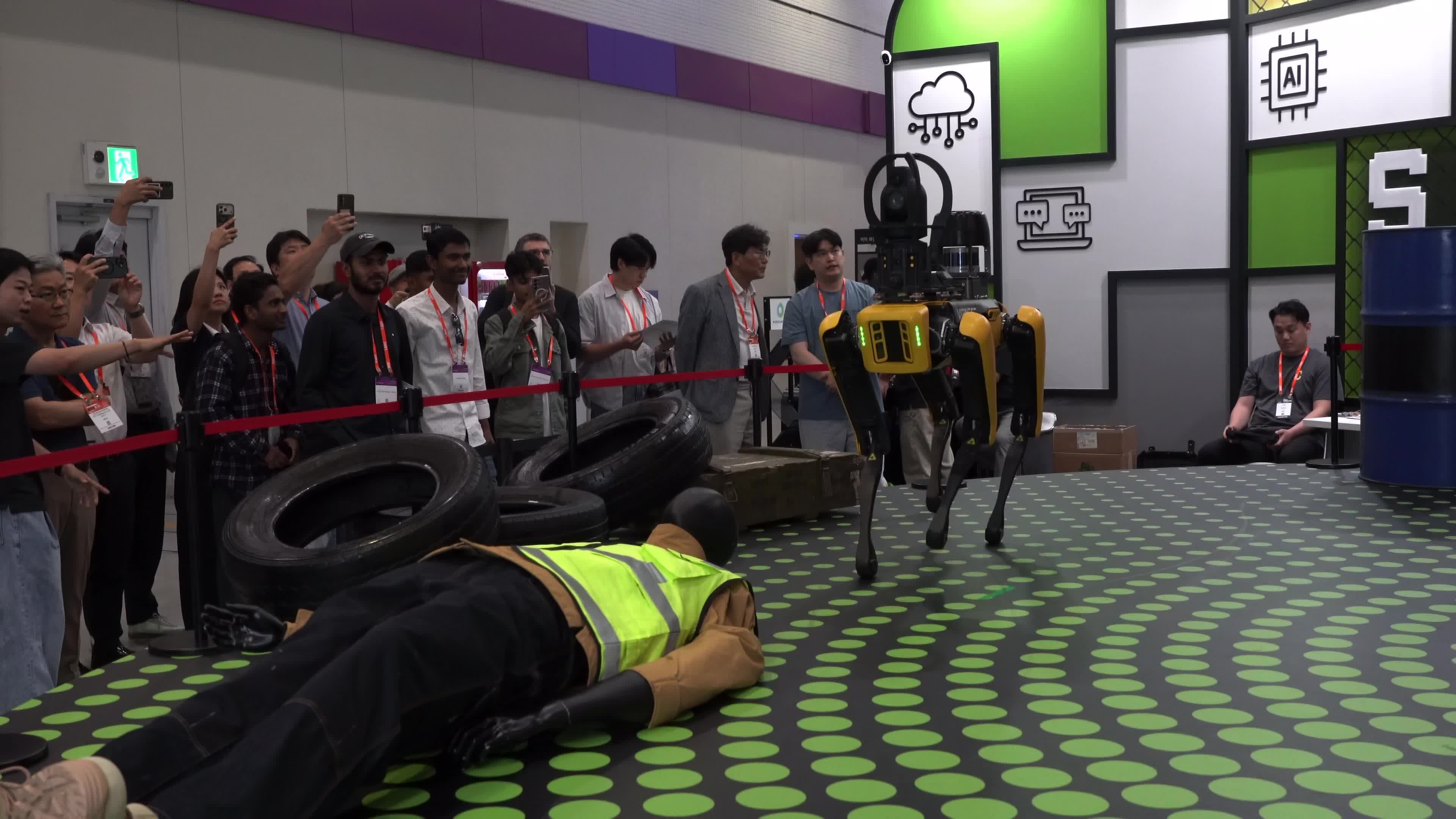 A rescue operation demonstrated by Persona AI at the 15th Smart Tech Korea (STK 2026).