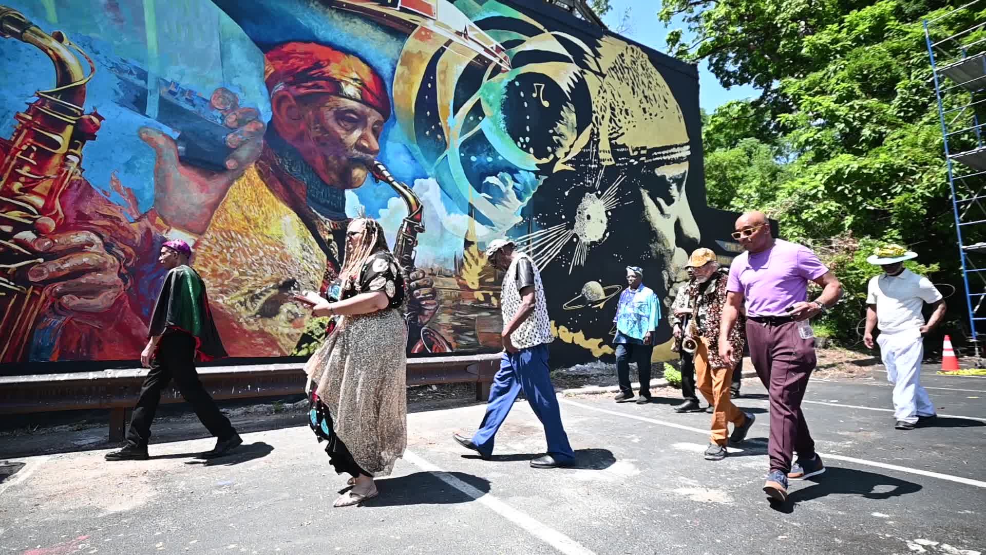 Sun Ra Arkestra performs at mural dedication in Philadelphia, PA