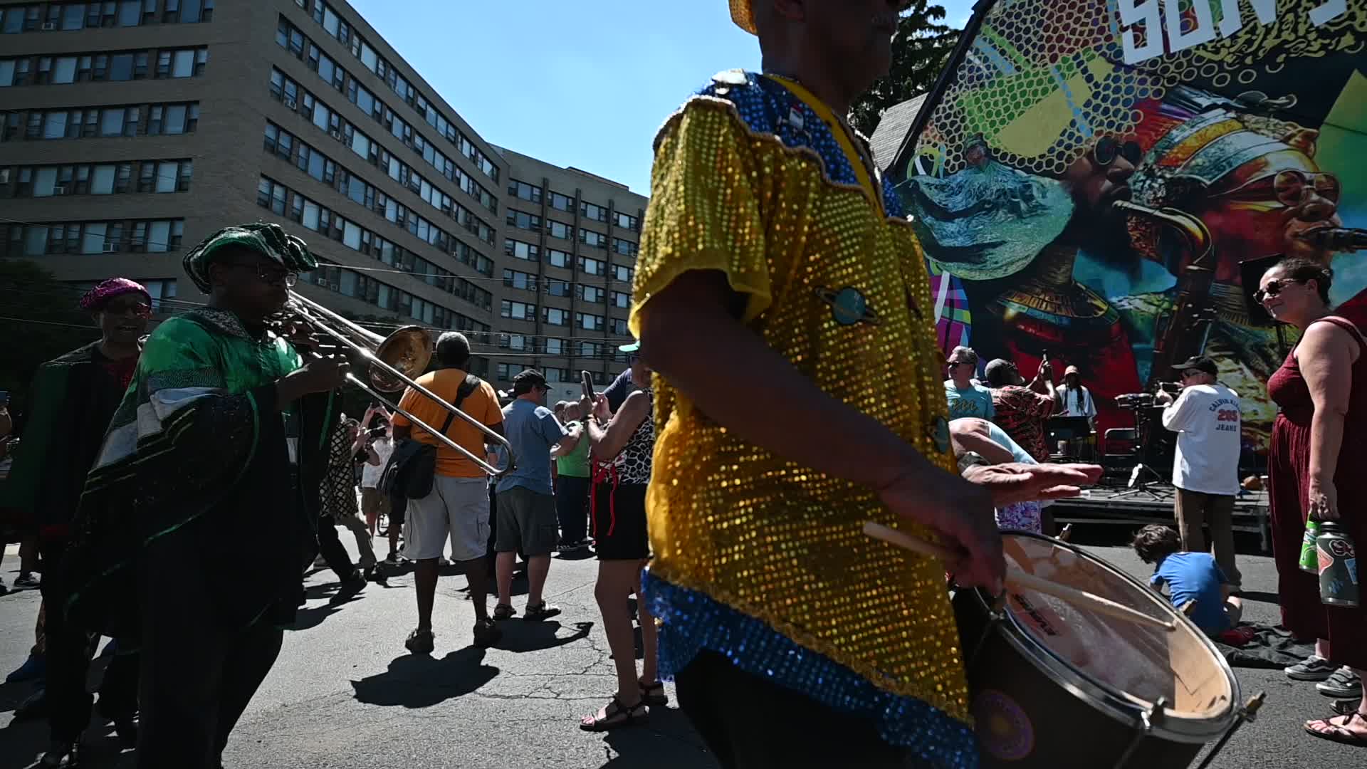 Sun Ra Arkestra performs at mural dedication in Philadelphia, PA