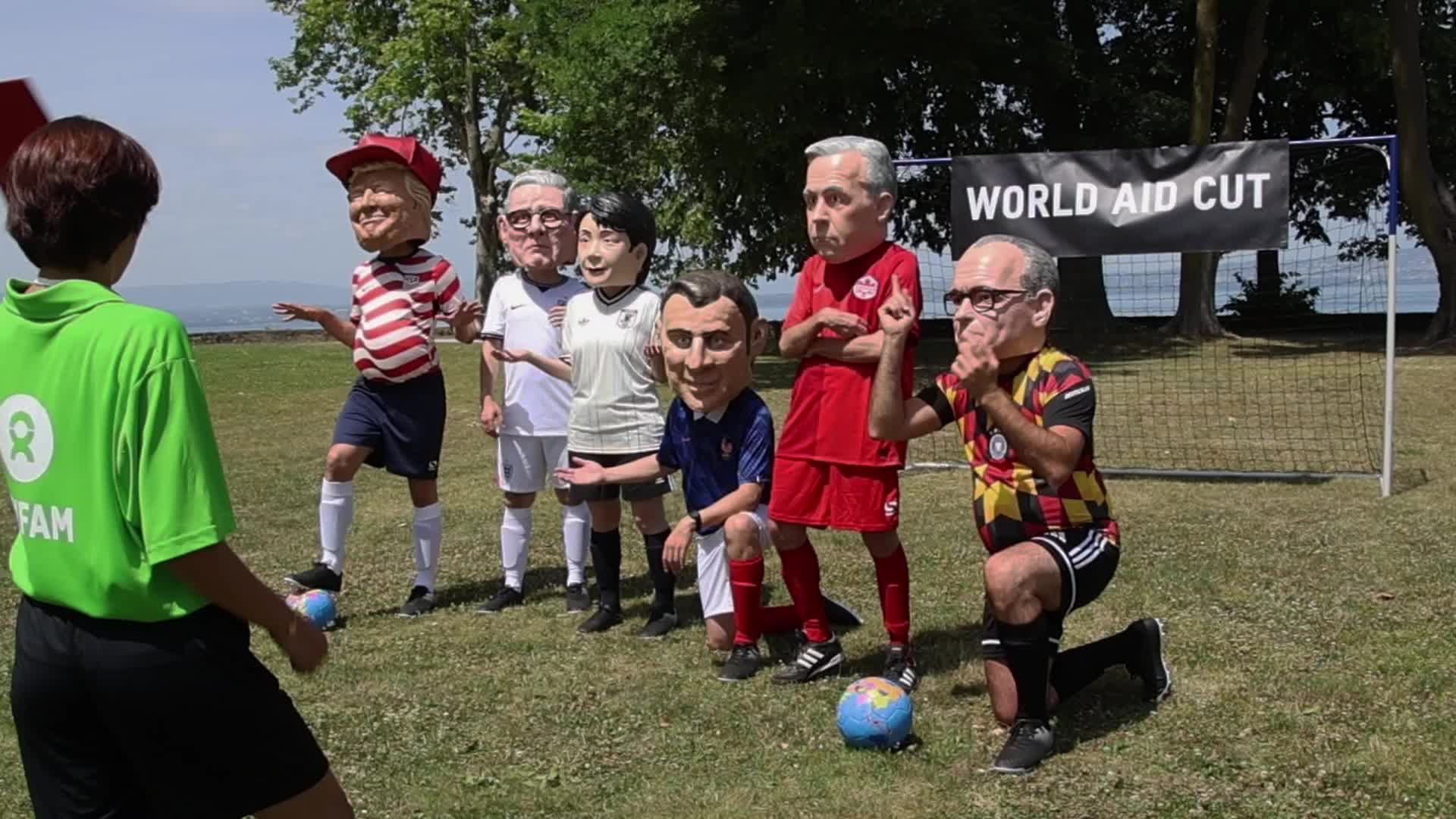 Oxfam Protest As G7 Leaders Meet In France