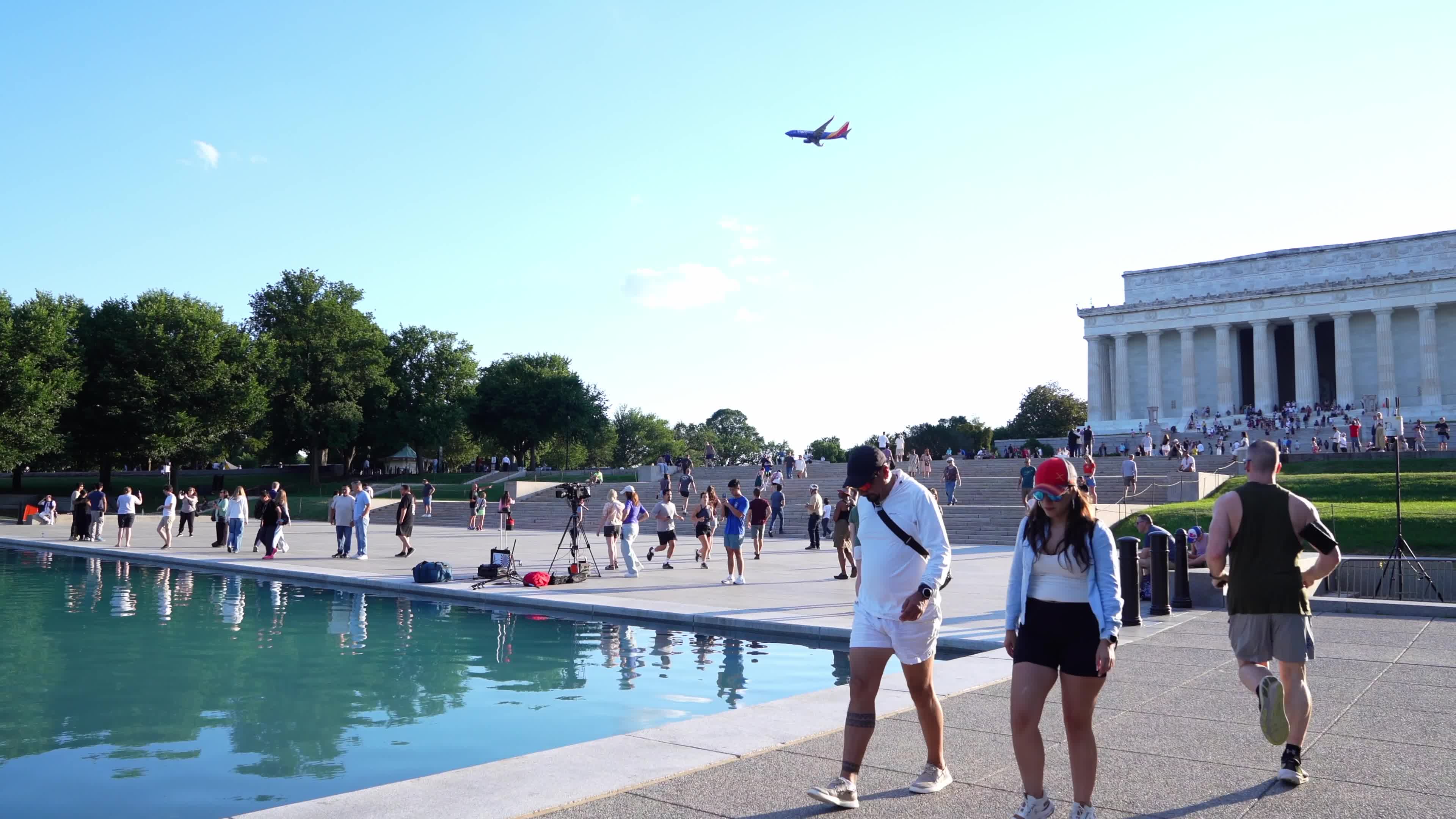 Members Of U.S. National Parks Services Clean Algae From Lincoln Memorial Reflecting Pool In Washington DC Ahead Of The 250 Anniversary