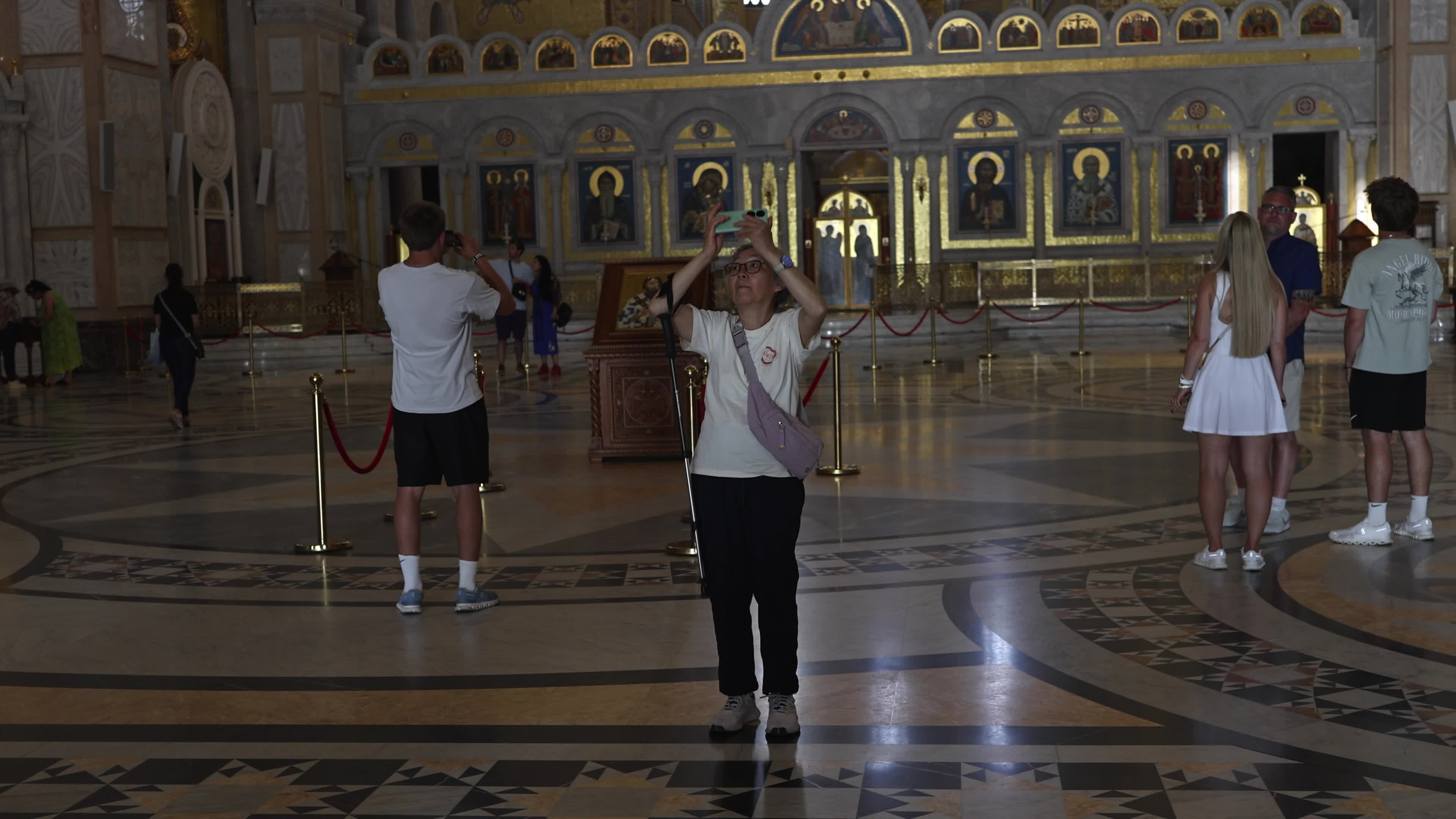 Tourists Inside Church of Saint Sava