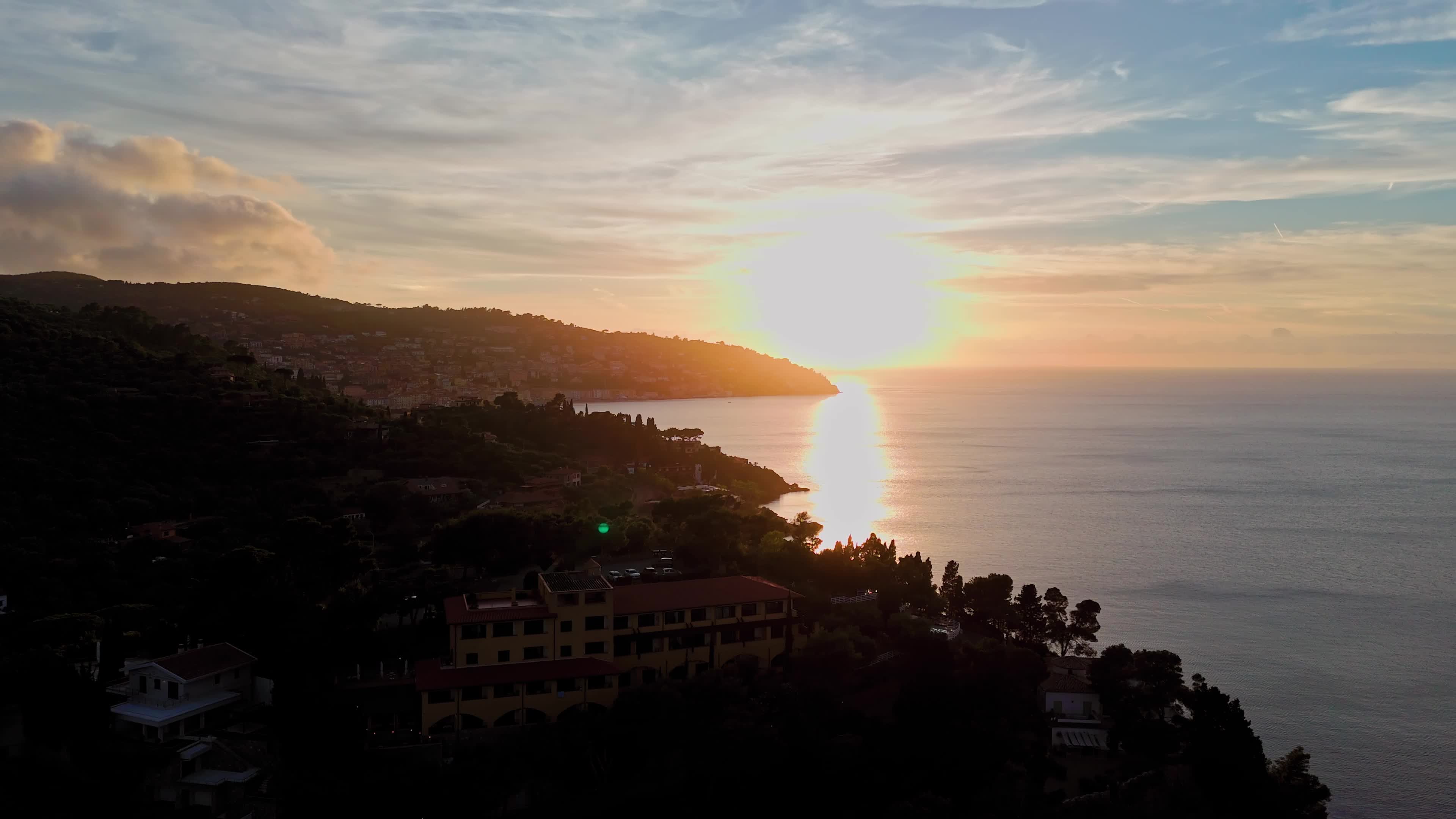 Aerial Views of Porto Santo Stefano at Sunset, Monte Argentario