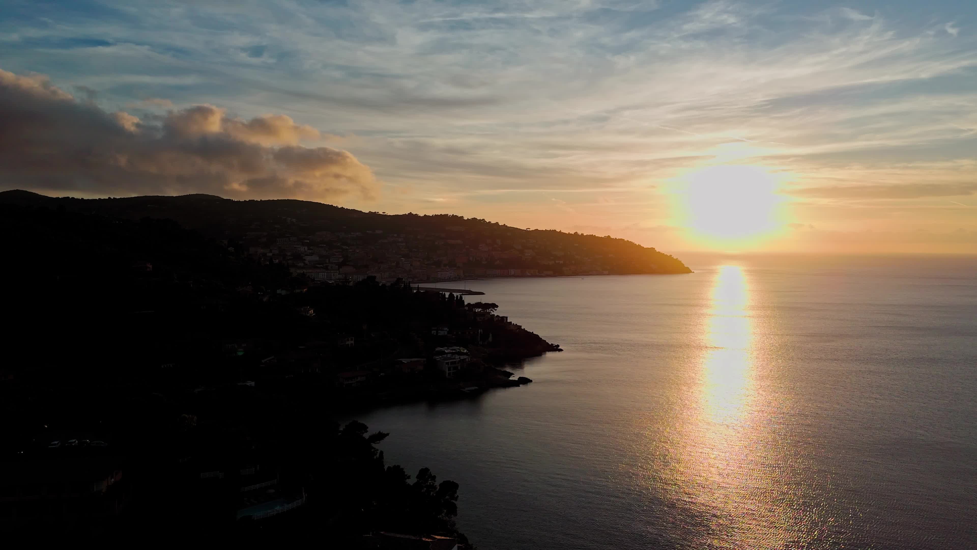 Aerial Views of Porto Santo Stefano at Sunset, Monte Argentario