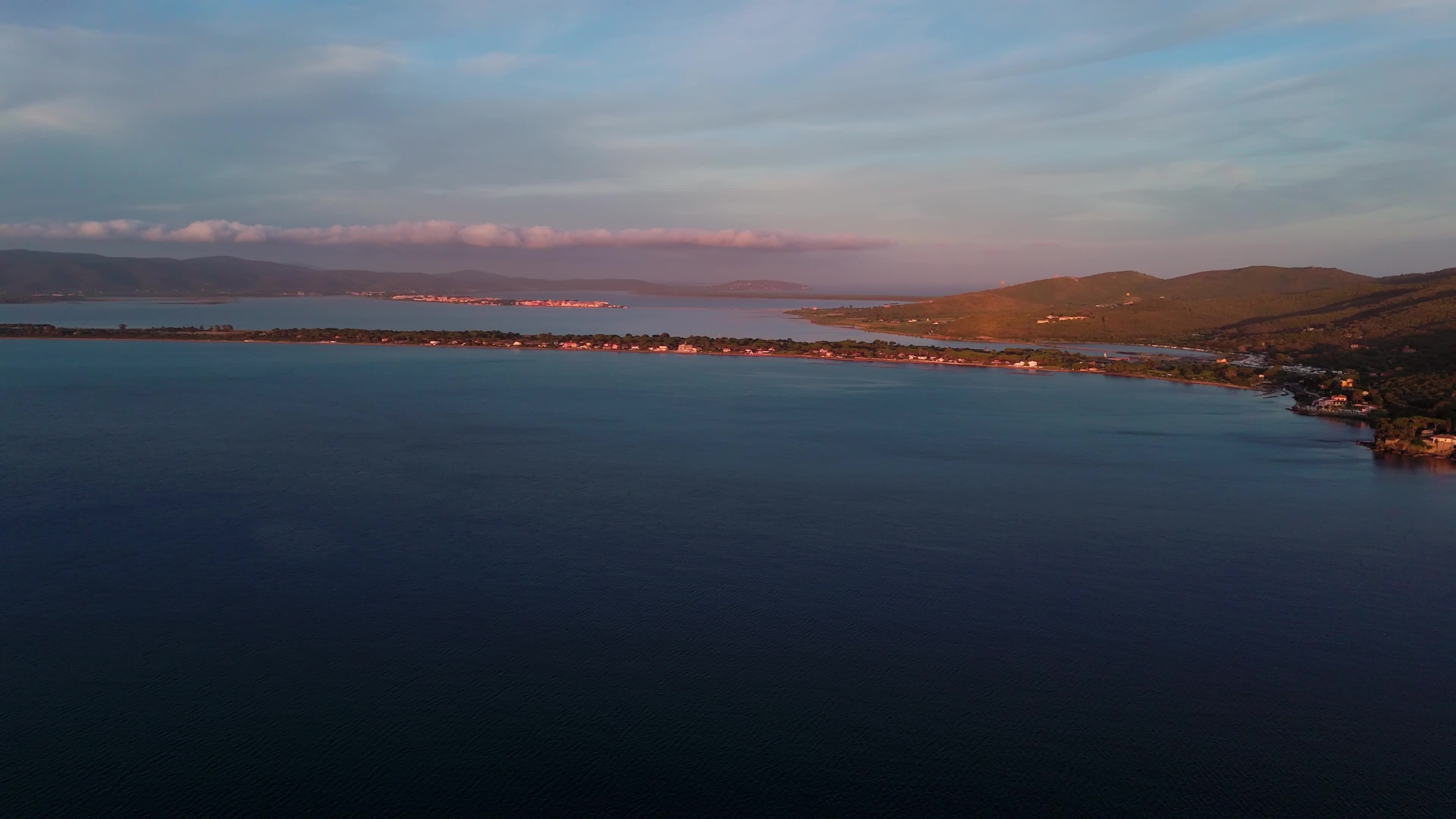 Aerial Views of Porto Santo Stefano at Sunset, Monte Argentario
