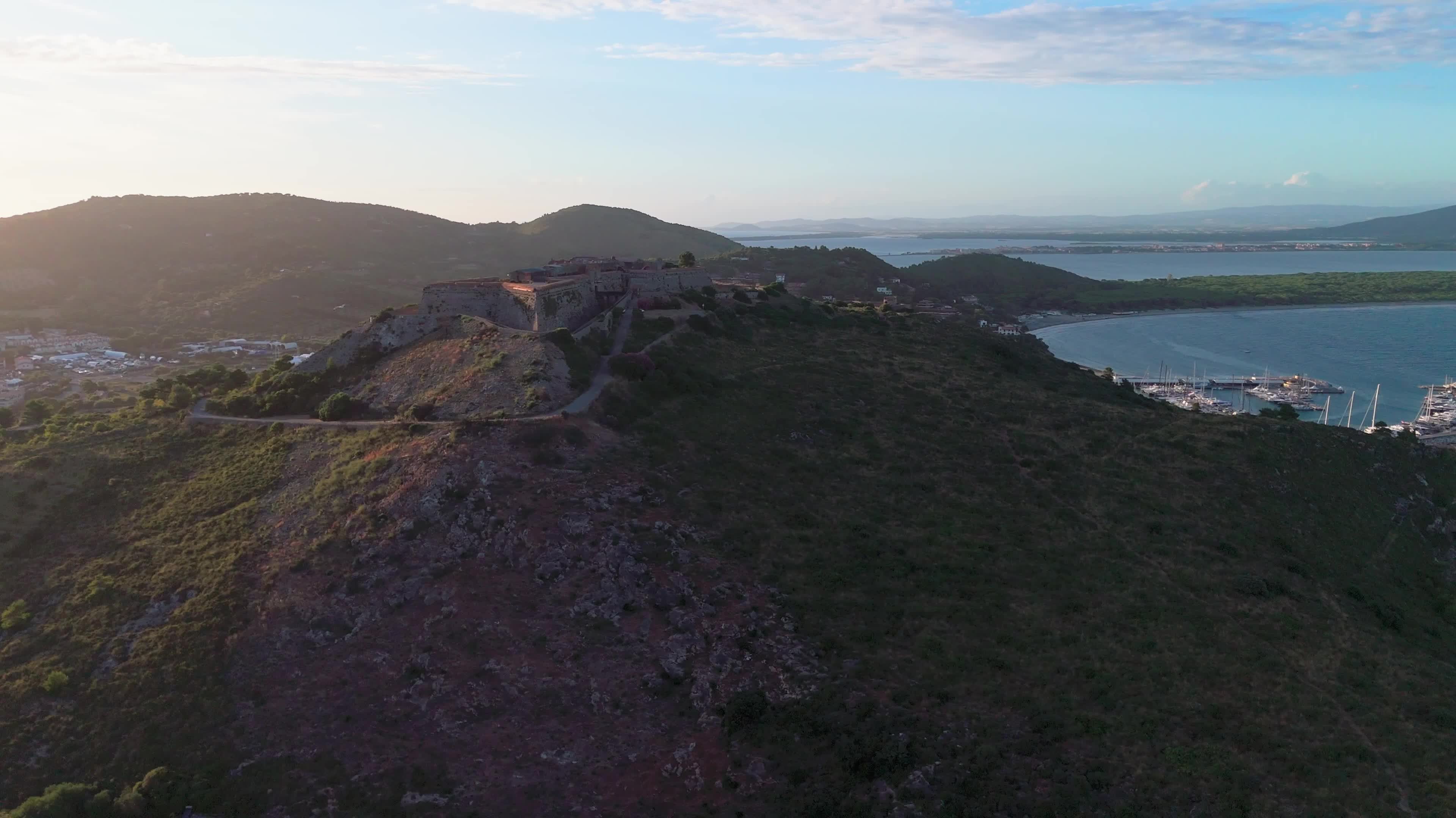 Aerial Views of Porto Santo Stefano Harbor, Monte Argentario