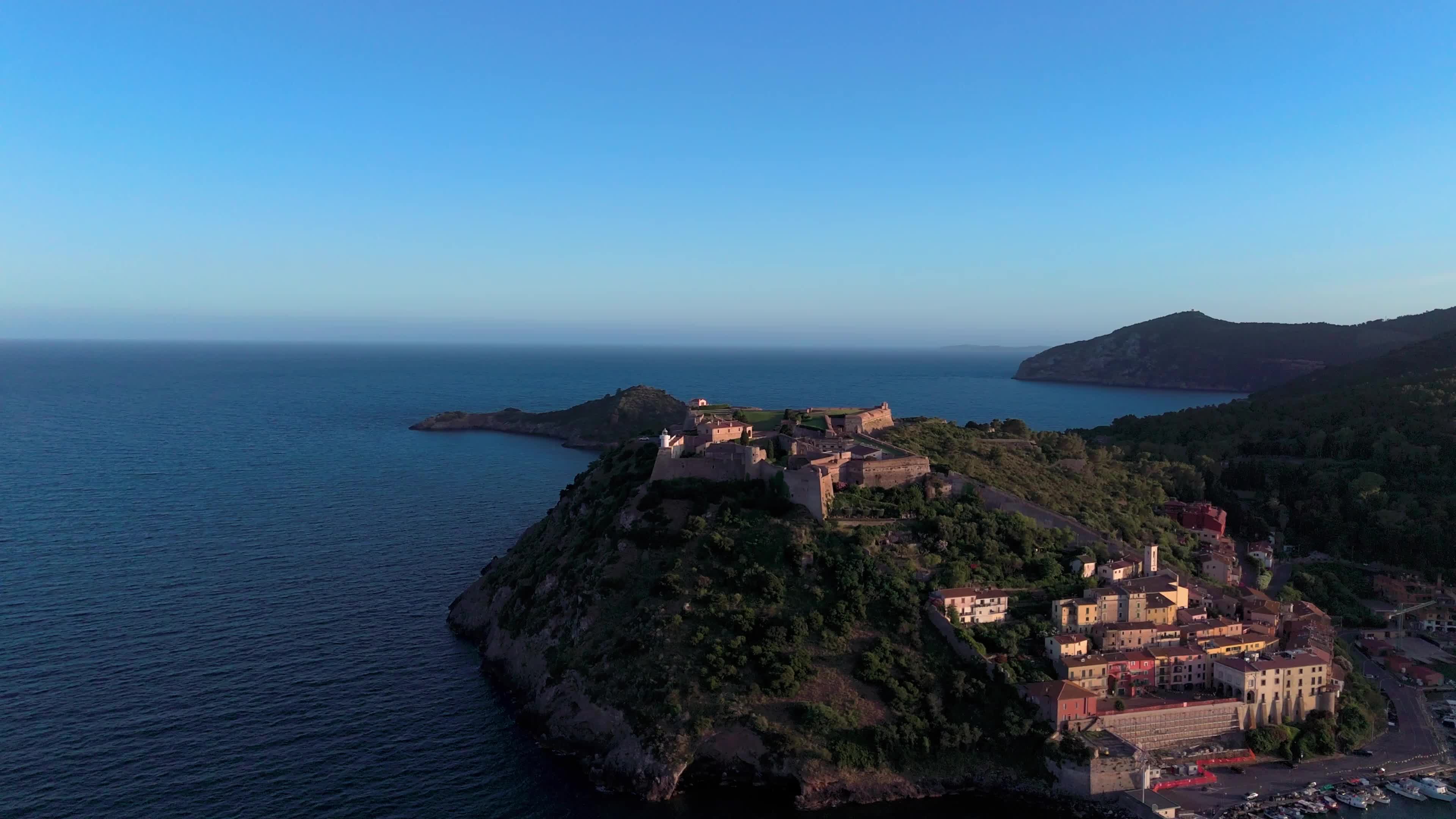 Aerial Views of Porto Santo Stefano Harbor, Monte Argentario